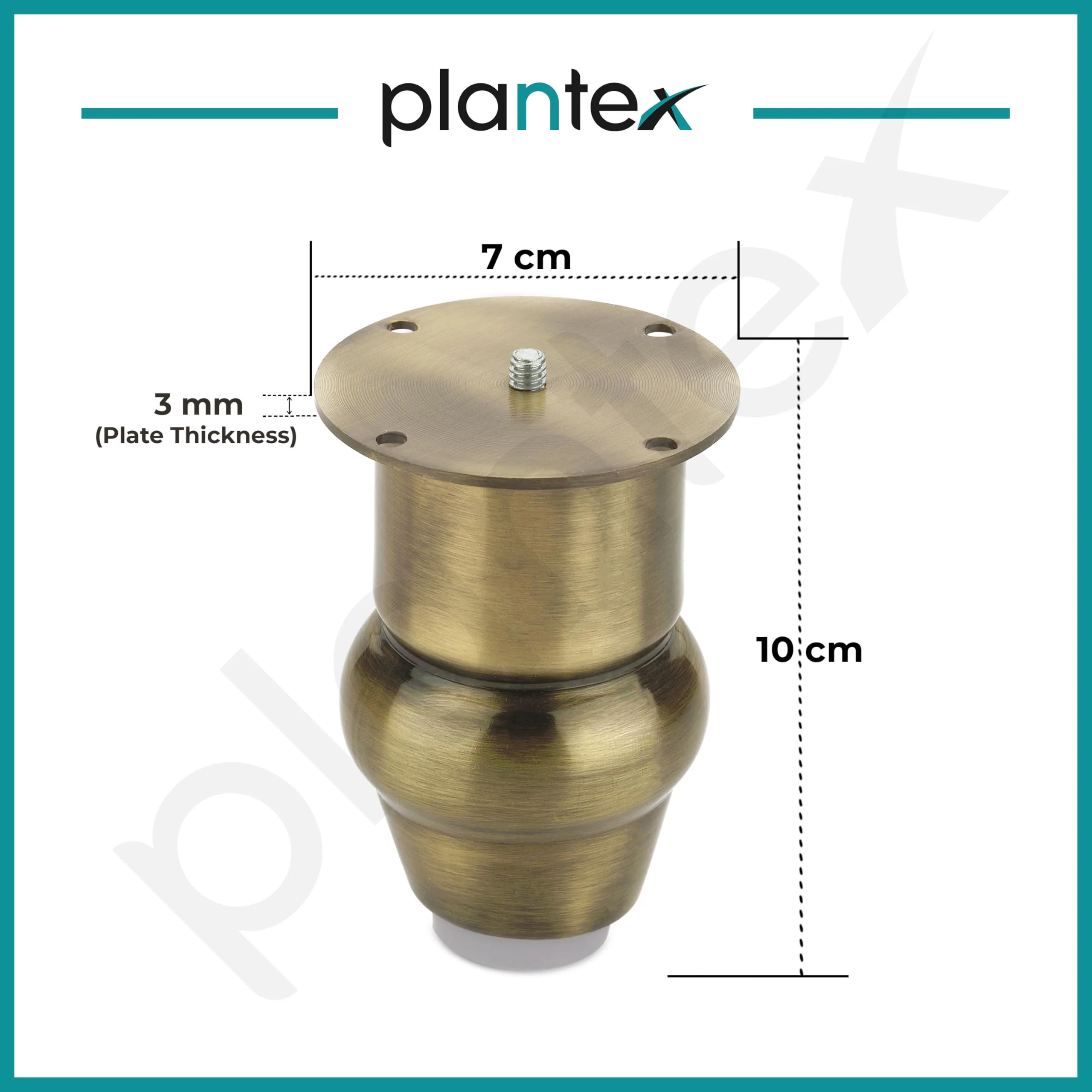 plantex Heavy Duty Round 4 inch Spare Sofa Legs for Bed Furniture/Sofa Legs for Furniture Fitting/Table Legs/Sofa Leg Set of 2 pcs (Brass Antique Finish) - Image 3