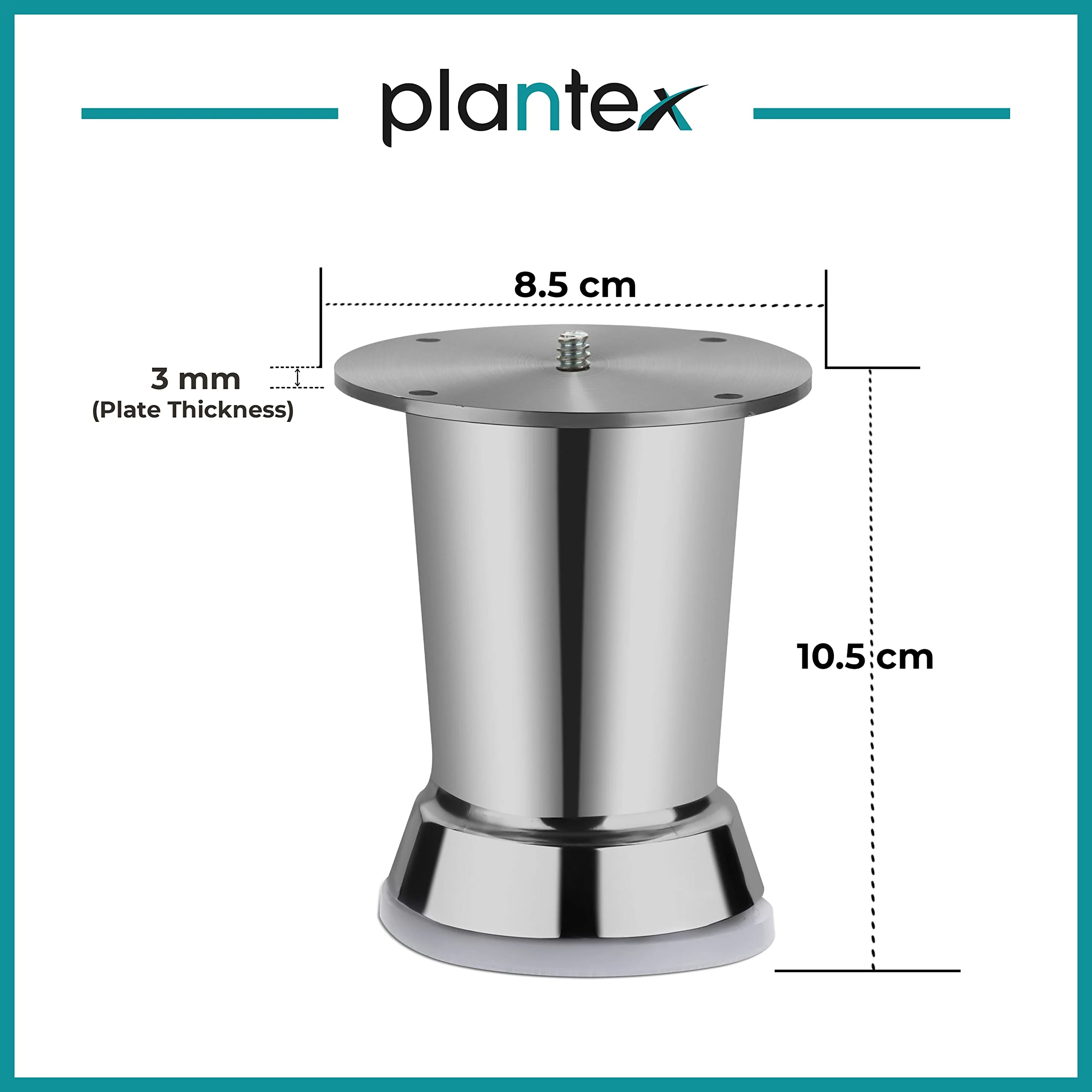 Plantex Heavy Duty Round 4 inch Spare Sofa Legs for Bed Furniture/Sofa Legs for Furniture Fitting/Table Legs/Sofa Leg Set of 2 pcs (Chrome) - Image 3