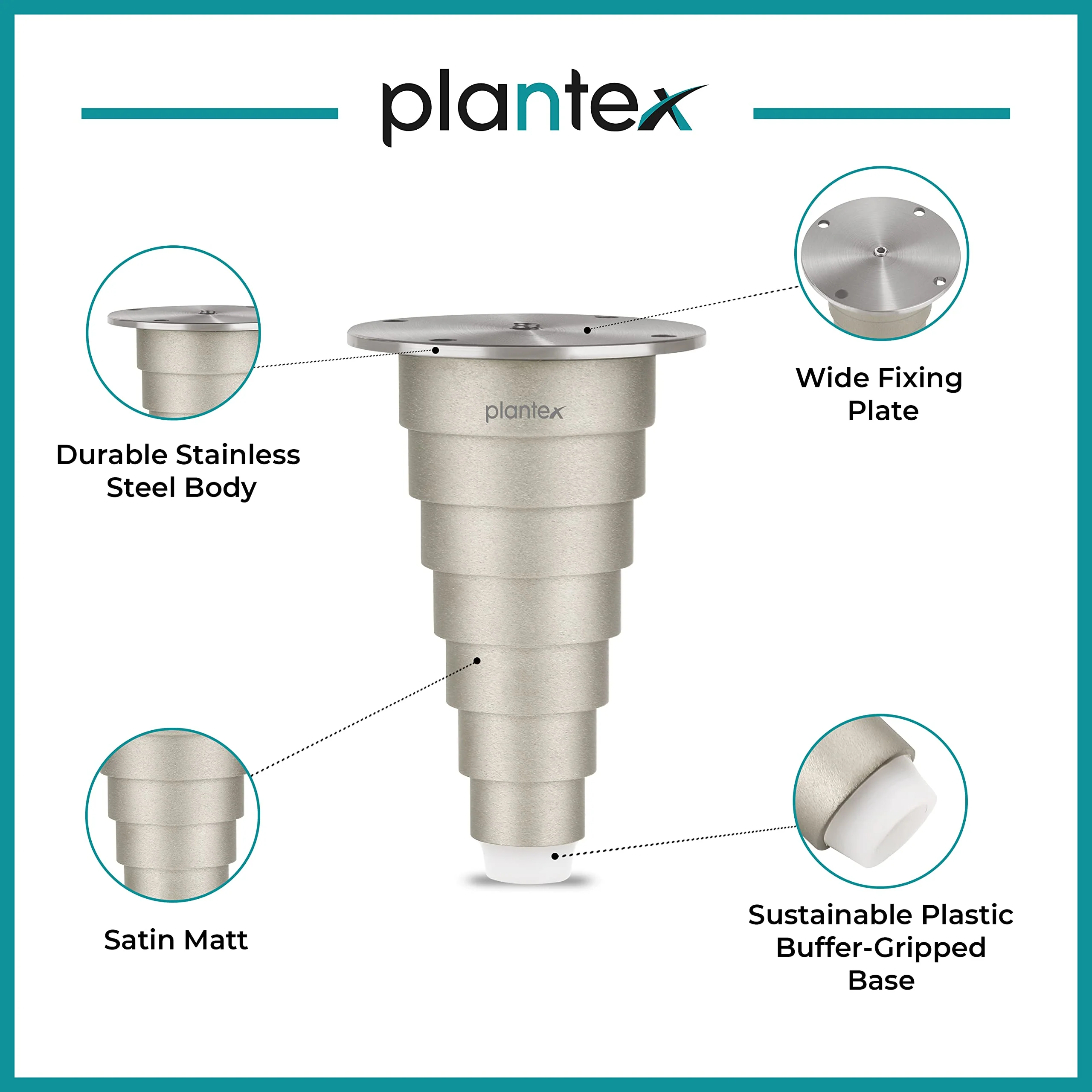 Plantex Heavy Duty Round 4 inch Spare Sofa Legs for Bed Furniture/Sofa Legs for Furniture Fitting/Table Legs/Sofa Leg Set of 2 pcs (Chrome Finish) - Image 4