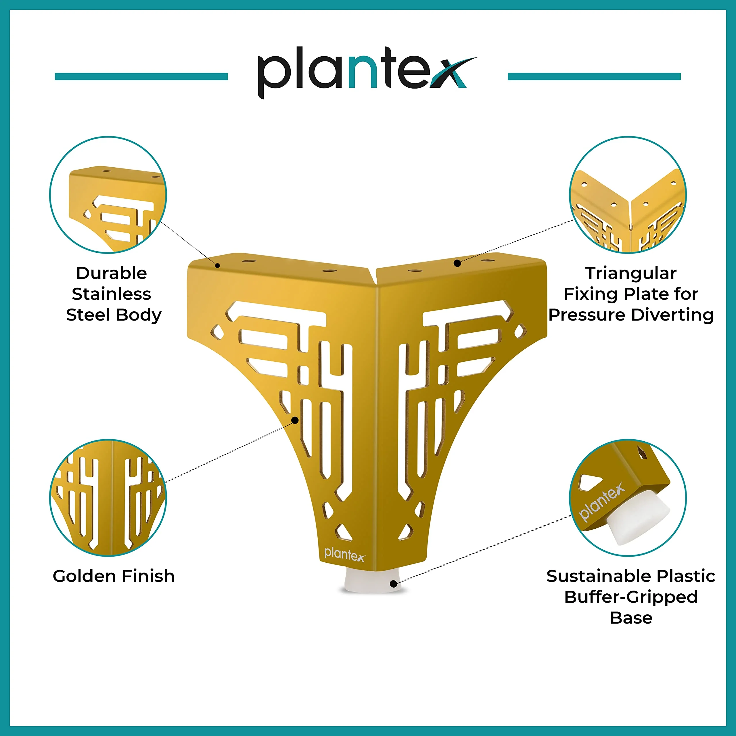 Plantex Heavy Duty Round 4 inch Spare Sofa Legs for Bed Furniture/Sofa Legs for Furniture Fitting/Table Legs/Sofa Leg Set of 2 pcs (Gold) - Image 4