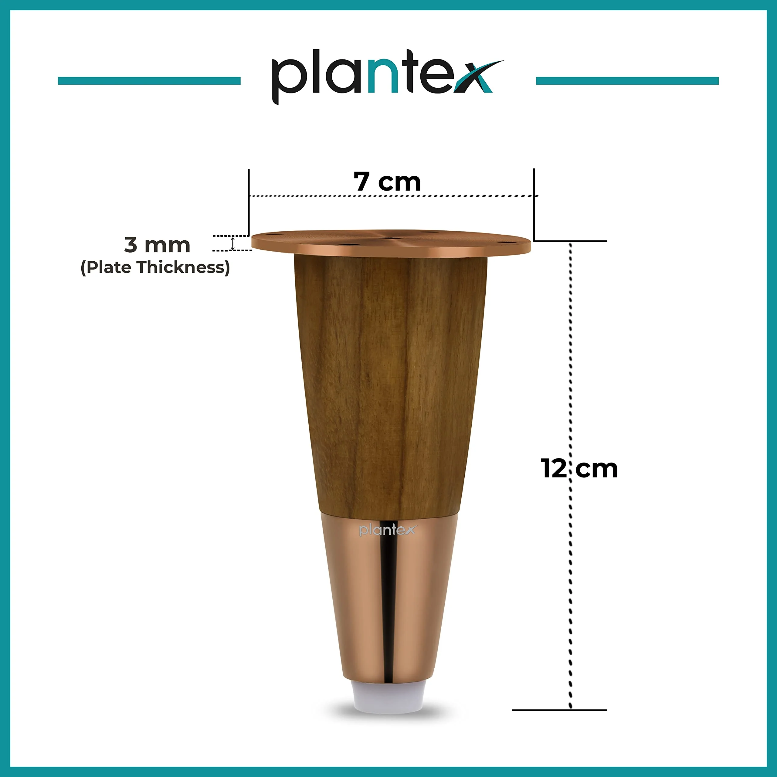 Plantex Heavy Duty Round 4 inch Spare Sofa Legs for Bed Furniture/Sofa Legs for Furniture Fitting/Table Legs/Sofa Leg Set of 2 pcs (Rose Gold Finish) - Image 3