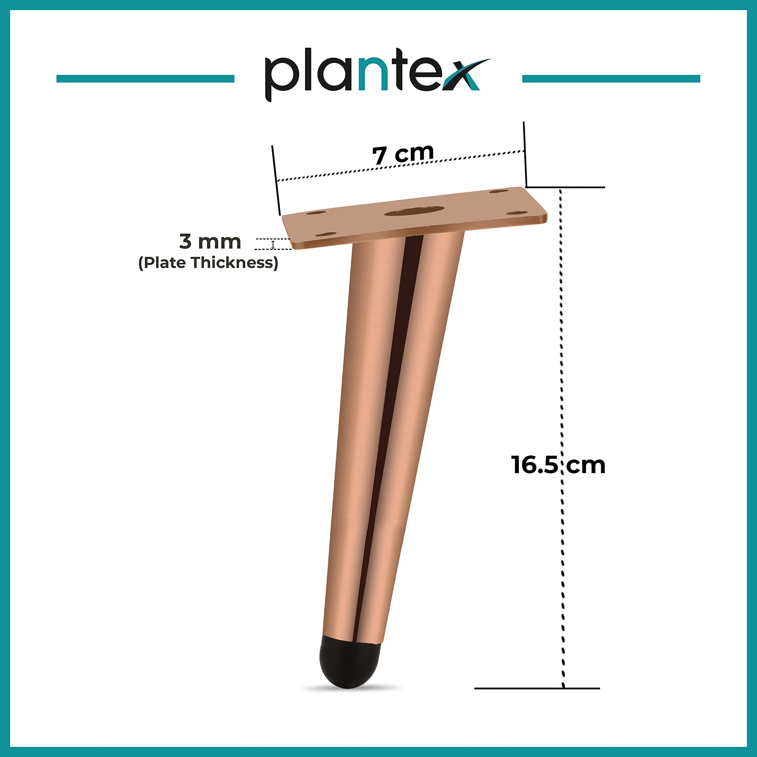 Plantex Heavy Duty Round 6 inch Spare Sofa Legs for Bed Furniture/Sofa Legs for Furniture Fitting/Table Legs/Sofa Leg Set of 2 pcs (Rose Gold) - Image 3