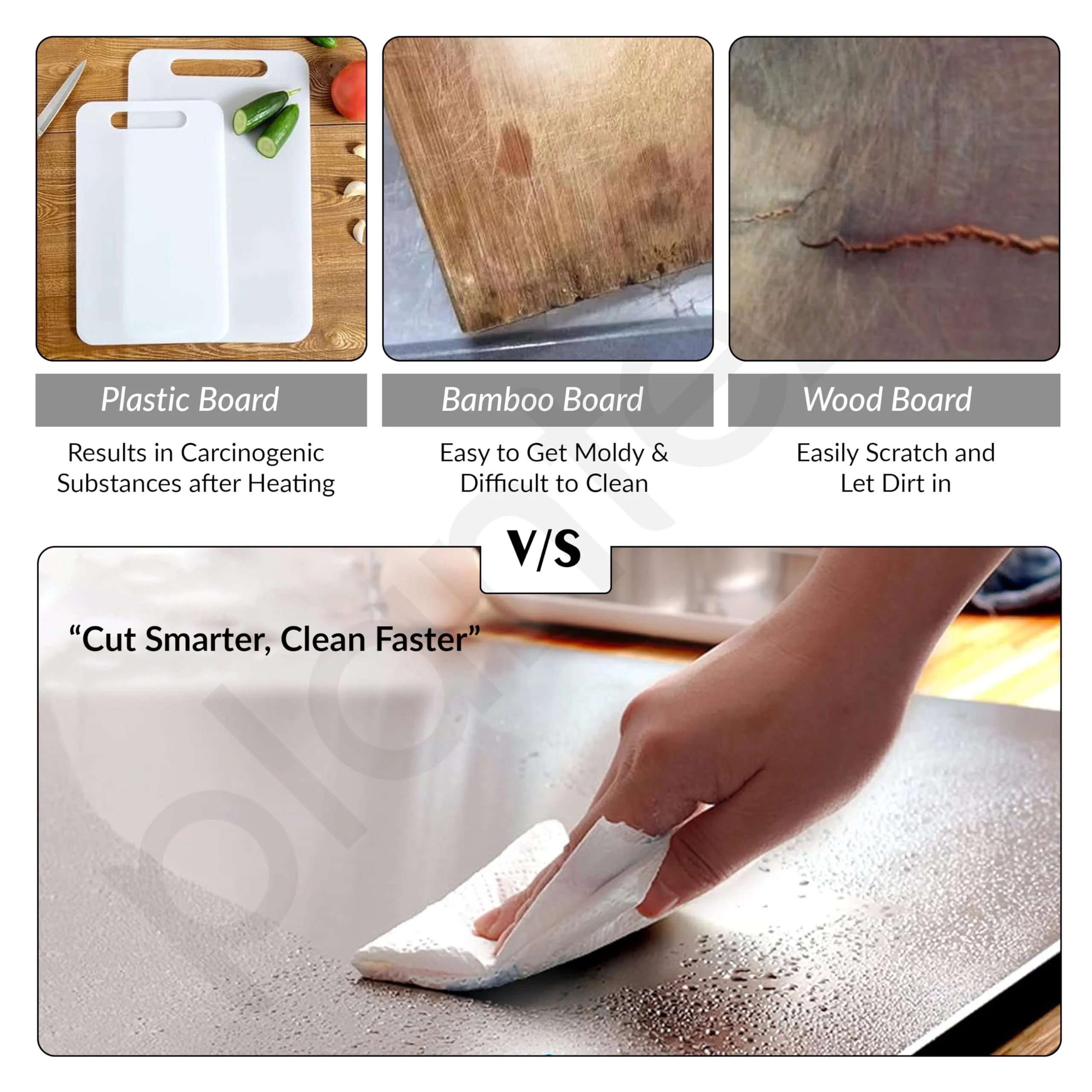 Plantex Heavy Duty Stainless Steel Chopping Board Large/Vegetable Chopping Board for Kitchen Countertop/Anti-Bacterial, Non-Slip, Vegetable Cutting Pad (Size- 41 X 29 cm) - Image 3