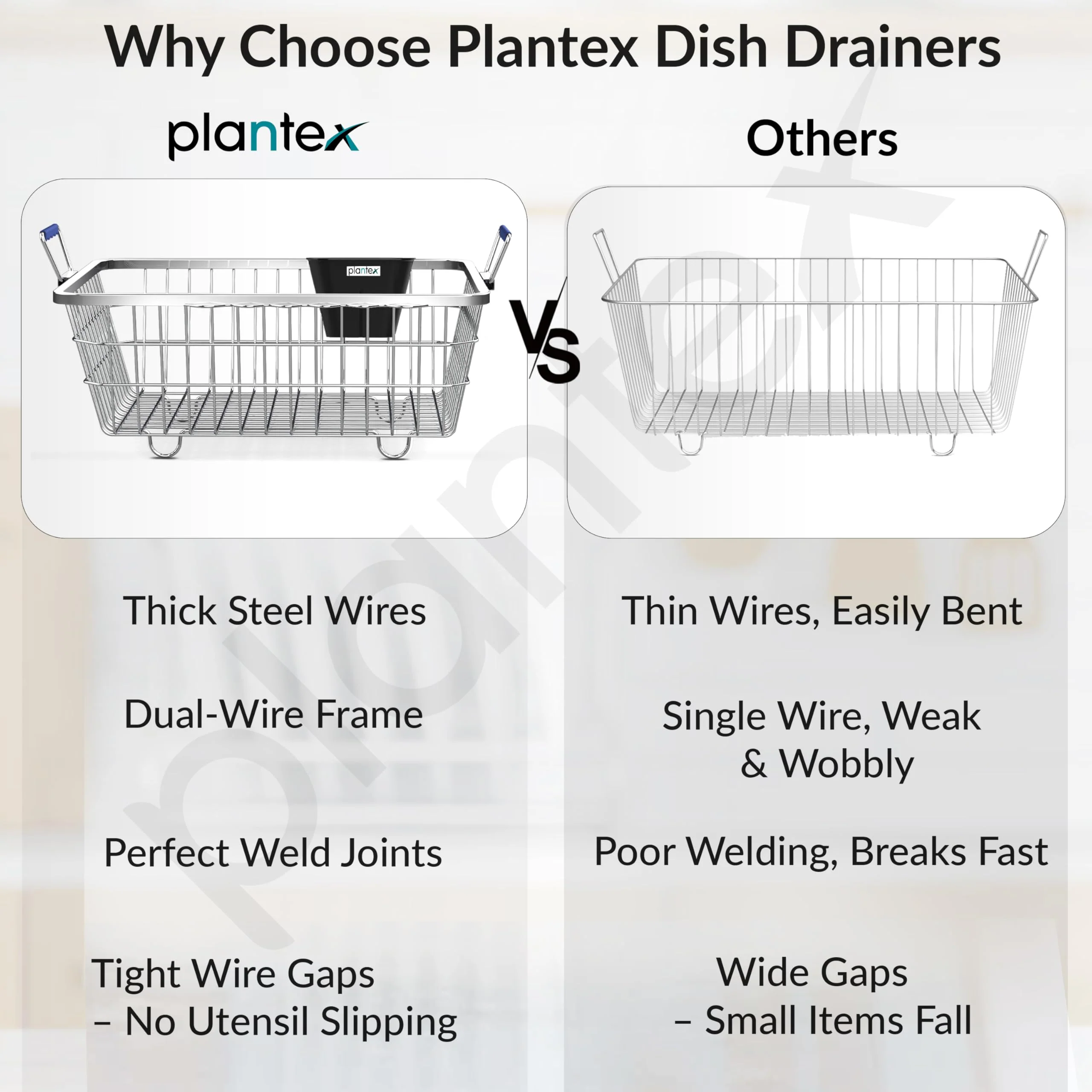 Plantex Heavy-Duty Stainless-Steel Dish Drainer Basket for Kitchen Utensils/Dish Drying Rack/Plate Stand/Bartan Basket (Medium Size-54x42x20cm) - Image 7