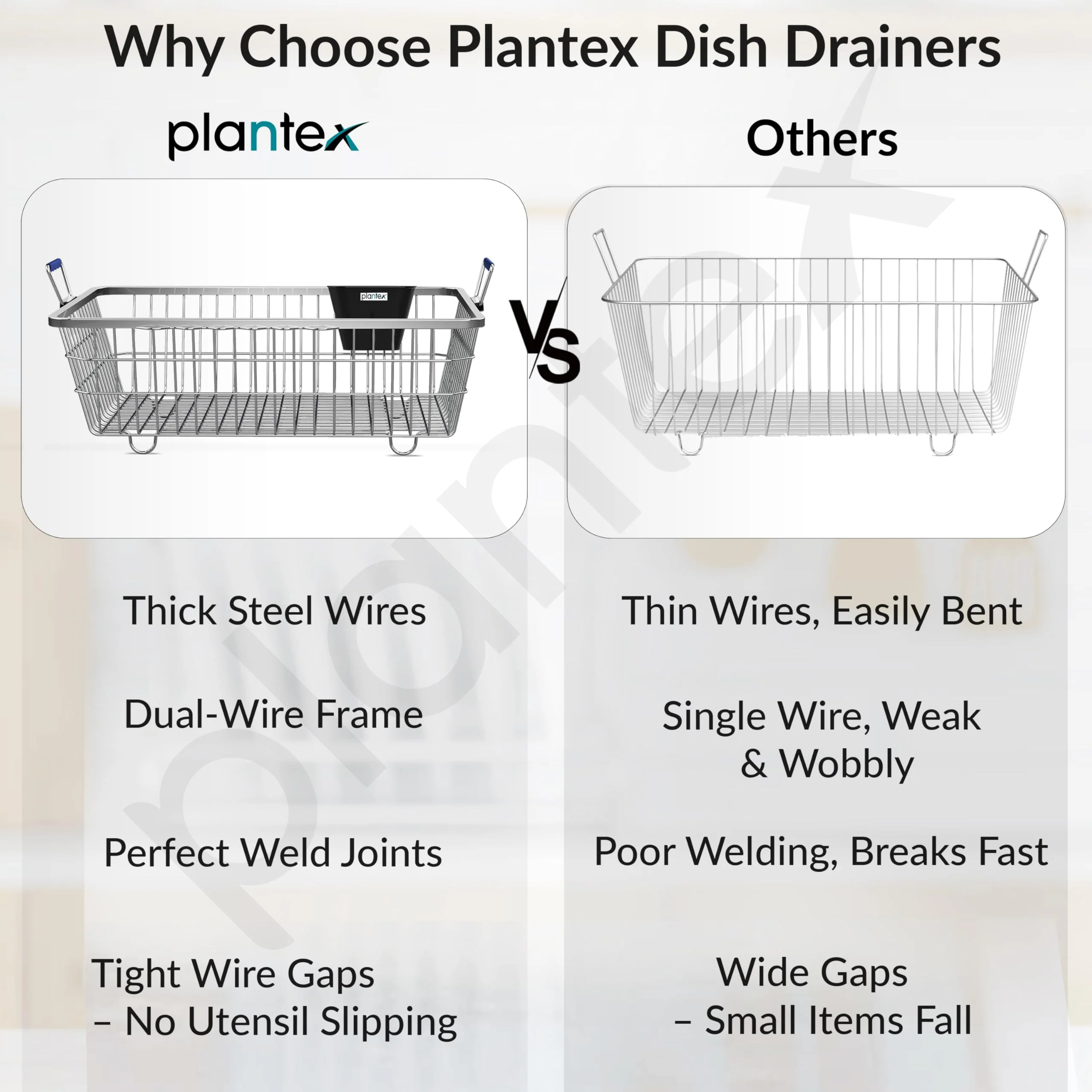 Plantex Heavy-Duty Stainless-Steel Dish Drainer Basket for Kitchen Utensils/Dish Drying Rack/Plate Stand/Bartan Basket (Medium Size-58x45x20cm) - Image 7
