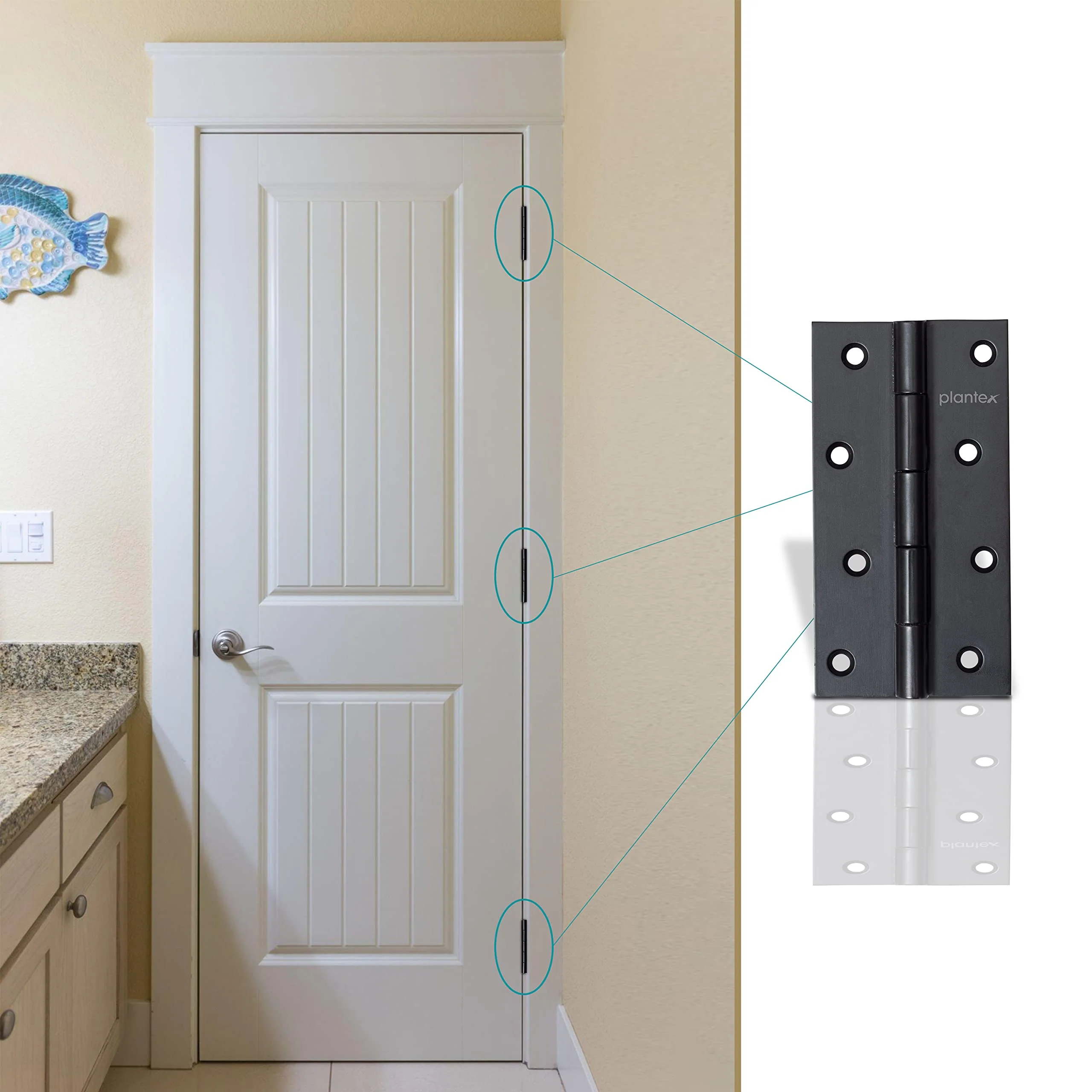 Plantex Heavy Duty Stainless Steel Door Butt Hinges 4 inch x 14 Gauge/2 mm Thickness Home/Office/Hotel for Main Door/Bedroom/Kitchen/Bathroom - Pack of 12 (Black) - Image 5