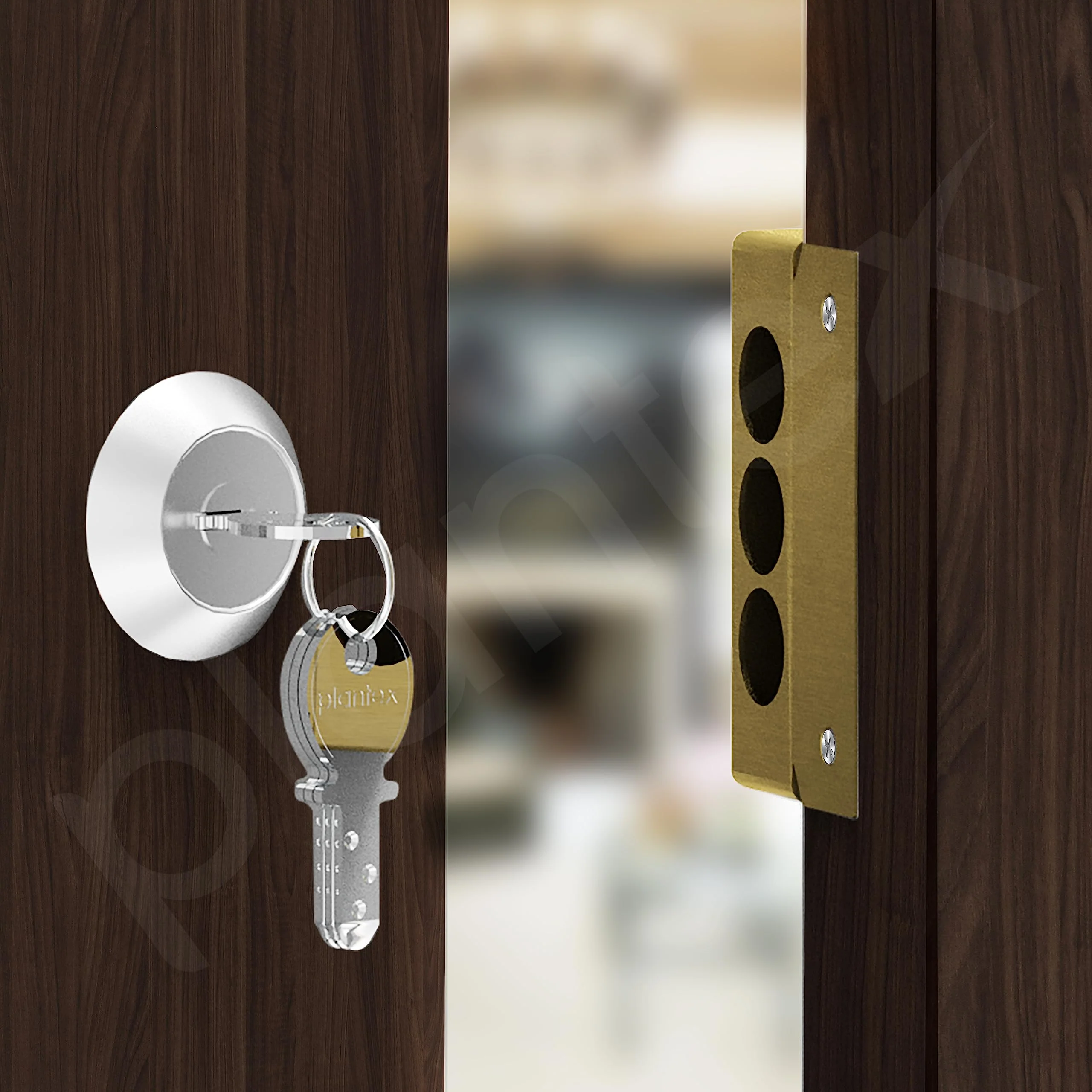 Plantex Heavy Duty Tri Bolt Keypad Lock with Key & Knob for Main Door/Suitable on Single Door for Home,Office,Hotel (Brass Antique) - Image 3