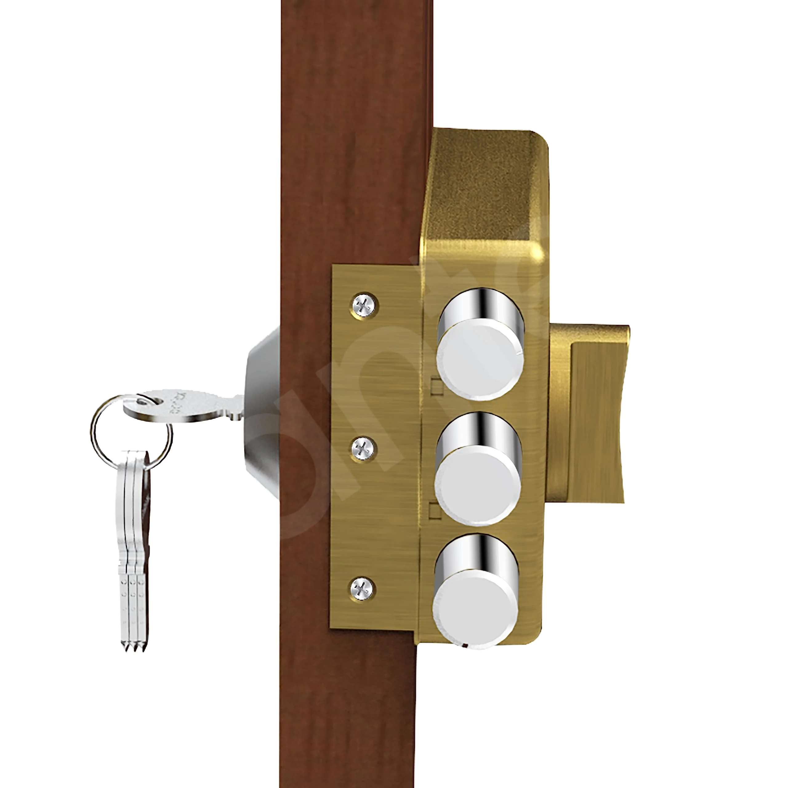 Plantex Heavy Duty Tri Bolt Keypad Lock with Key & Knob for Main Door/Suitable on Single Door for Home,Office,Hotel (Brass Antique) - Image 6
