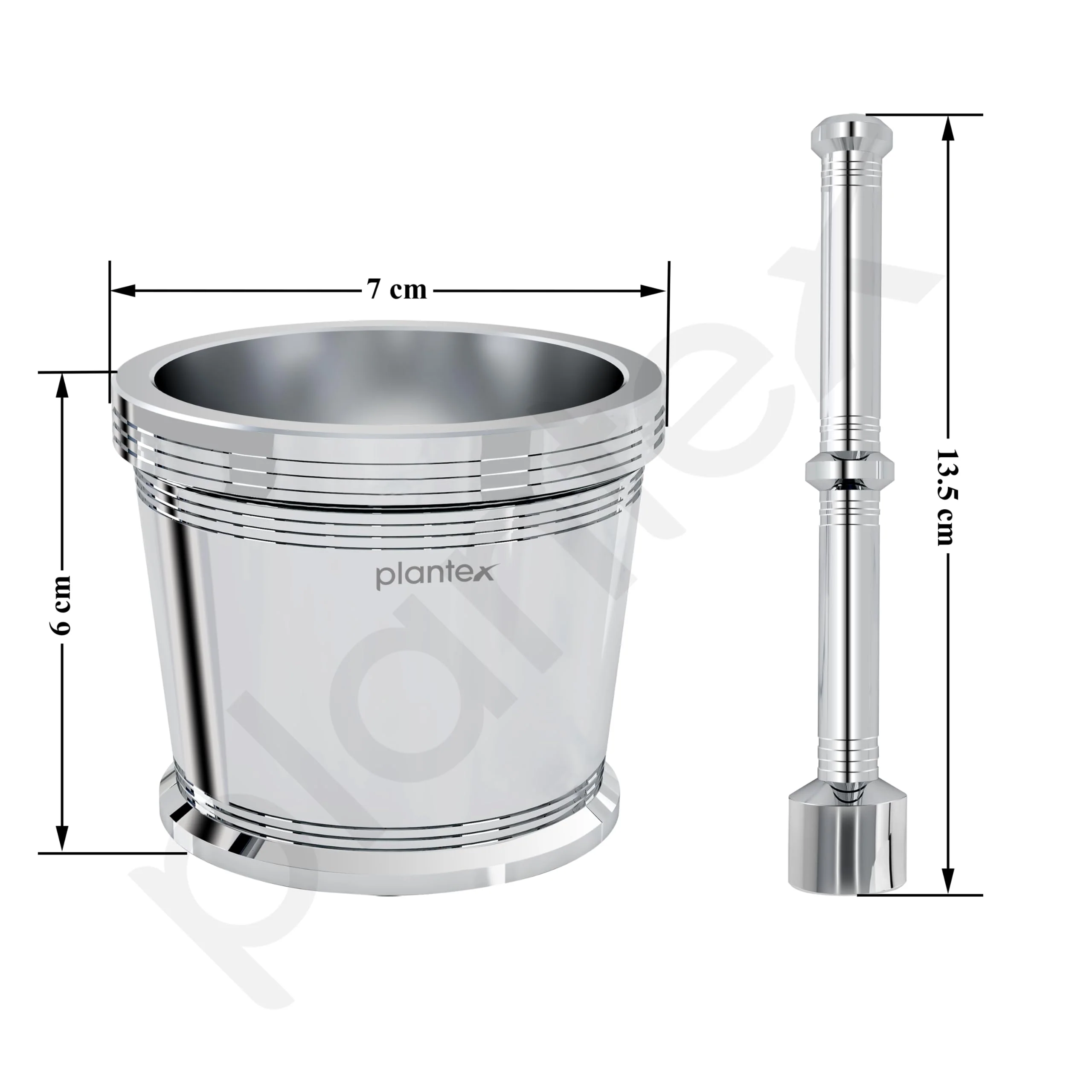 Plantex Heavy Stainless Steel/Mortar & Pestle Set/Spice Mixer/Khalbatta/Khal/Okli for Kitchen - Size 1(Dia: 6.75, H: 5.75 cm) - Image 2