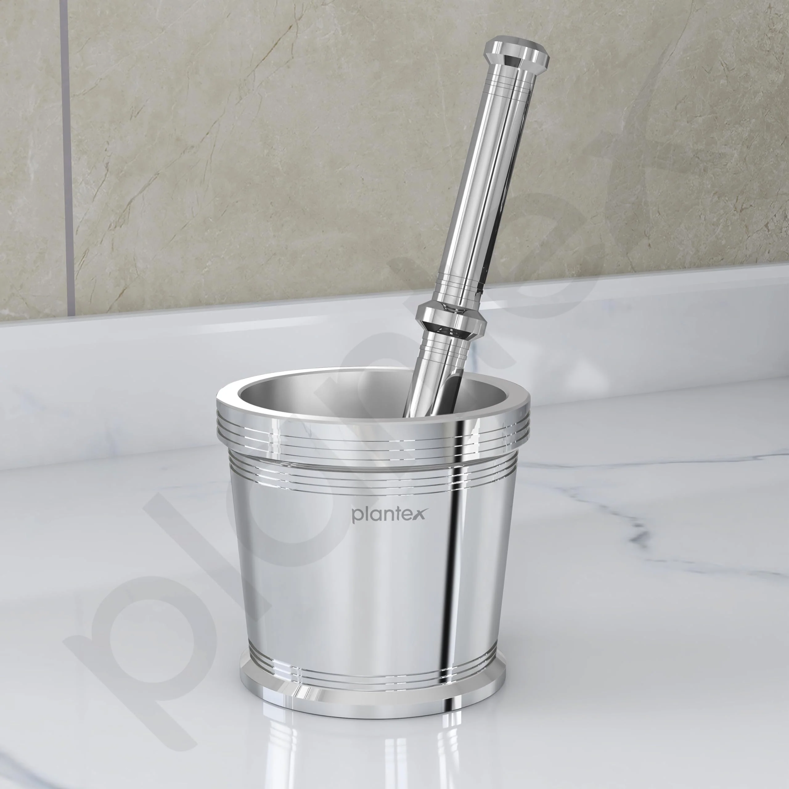Plantex Heavy Stainless Steel/Mortar & Pestle Set/Spice Mixer/Khalbatta/Khal/Okli for Kitchen - Size 2(Dia: 7.5, H: 7 cm) - Image 5