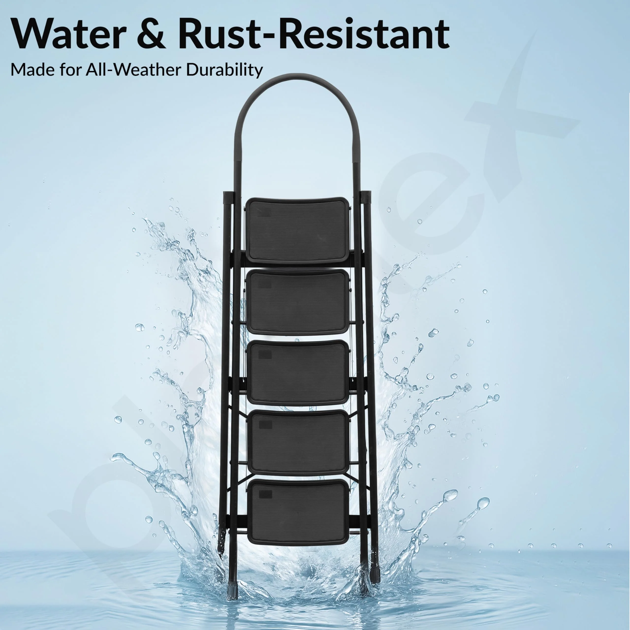 Plantex Hercules Pro 5-Step Foldable Ladder for Home with 200 kg Load Capacity/Heavy-Duty GI Steel Ladder/Anti-Slip Wide Step/Strong, Stable & Multi-Purpose (Black) - Image 7