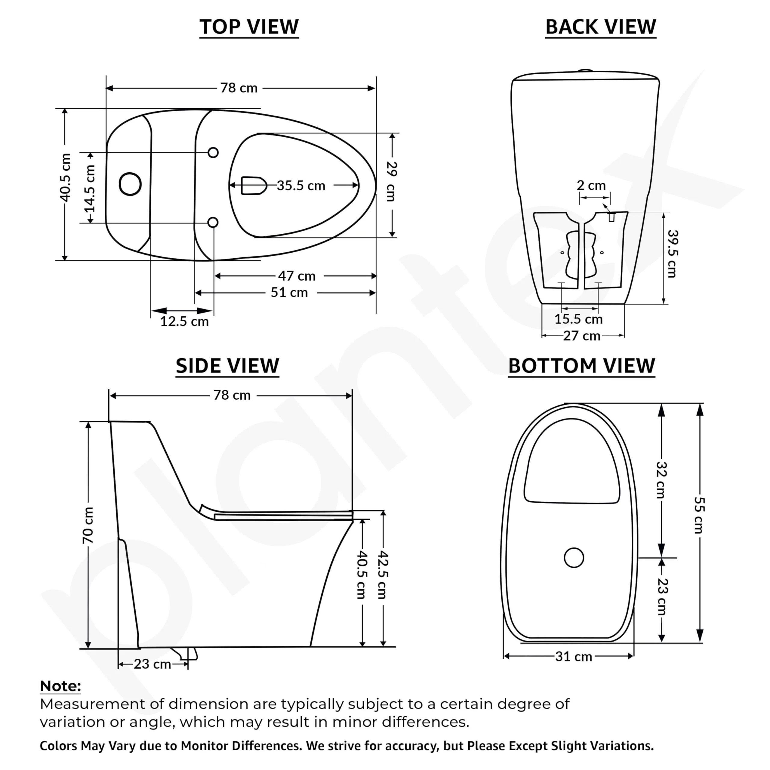 Plantex Imported Ceramic Commode/Rim Siphonic Vacuum Jet Flush Western Commode/One Piece Western Toilet with Soft Closing Toilet Seat - S Trap (Matt Grey) - Image 3