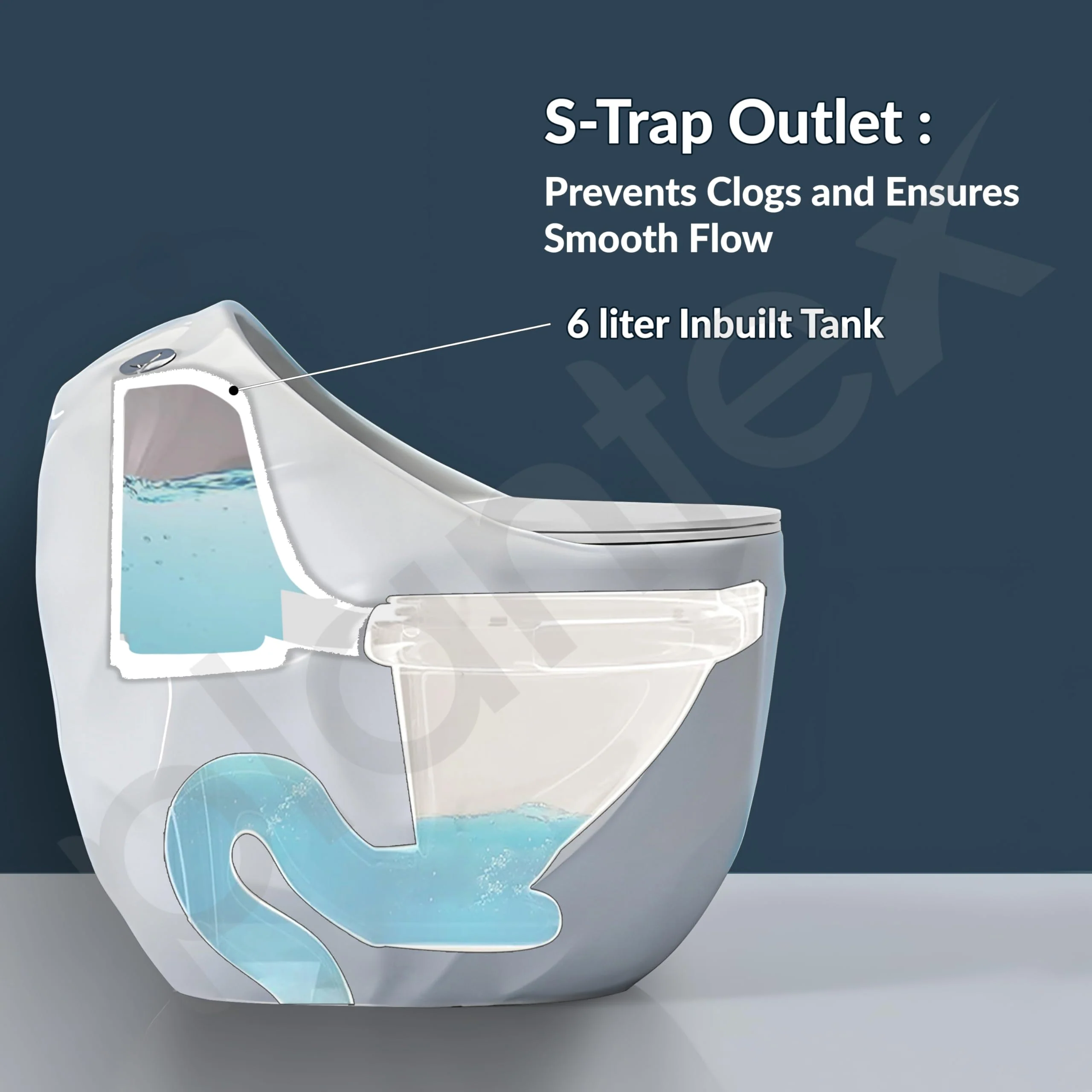 Plantex Imported Ceramic Commode Toilet/Rim Siphonic Commode for Btahroom/One Piece Western Toilet with Soft Close Toilet Seat Cover - S Trap Outlet (Oval- Glossy White) - Image 2