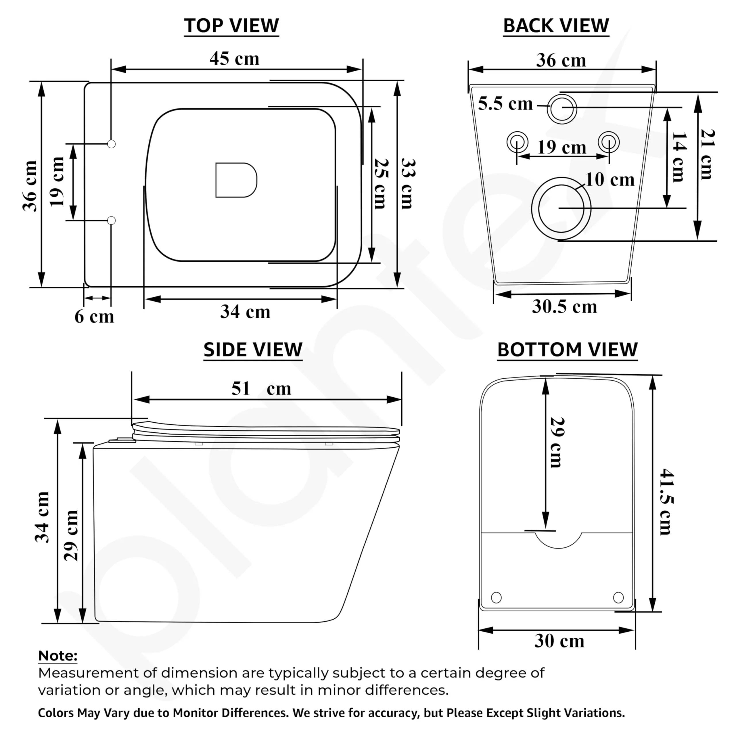 Plantex Imported Ceramic Commode/Western Toilet/Wall Hanging Commode for Bathroom with Soft Closing Toilet Seat Cover- P Trap (Harmony Blue) - Image 3