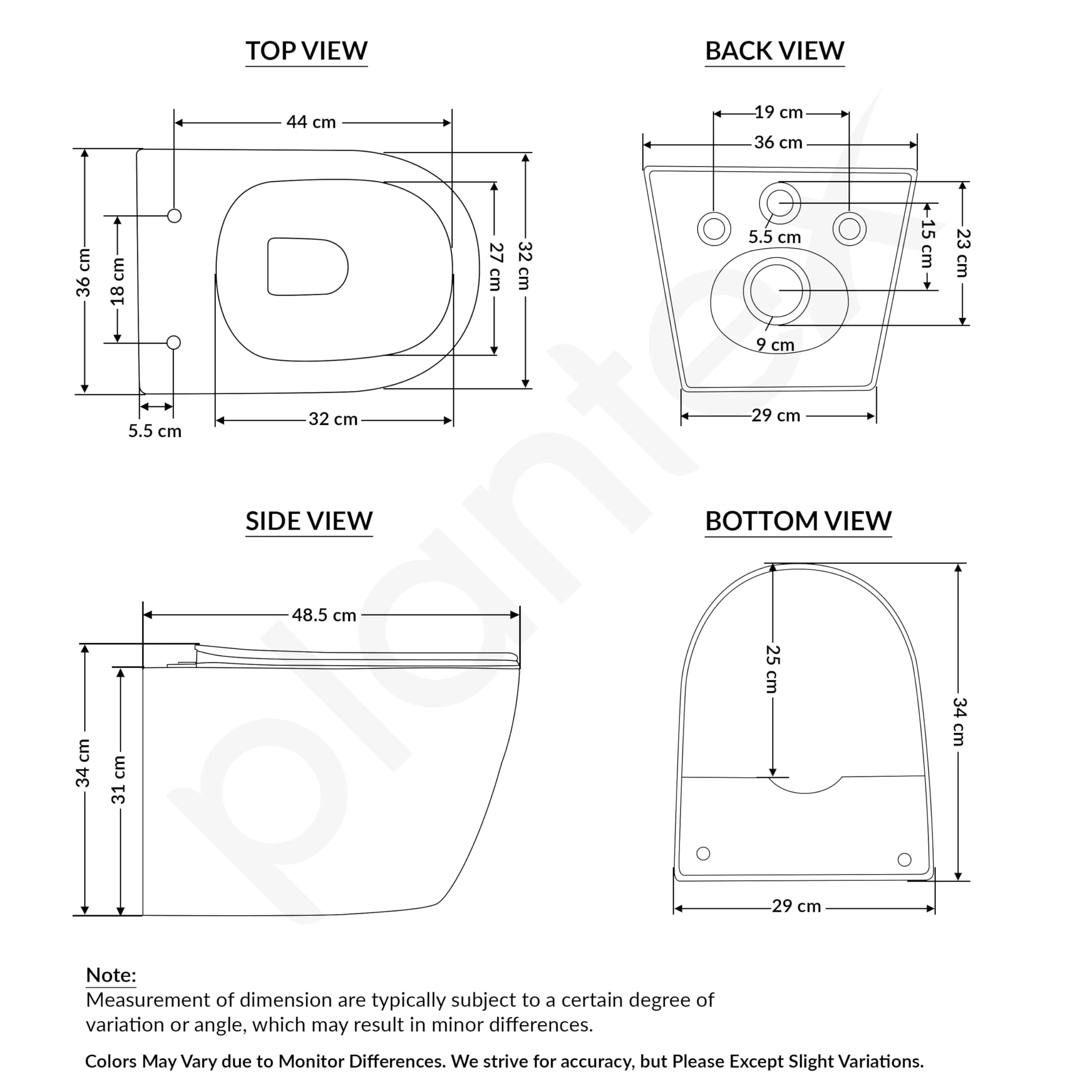 Plantex Imported Ceramic Wall Hung Commode/Rimless Washdown Flush Western Toilet/Commode with Soft Closing Toilet Seat - P Trap (Round - Matt Grey) - Image 3