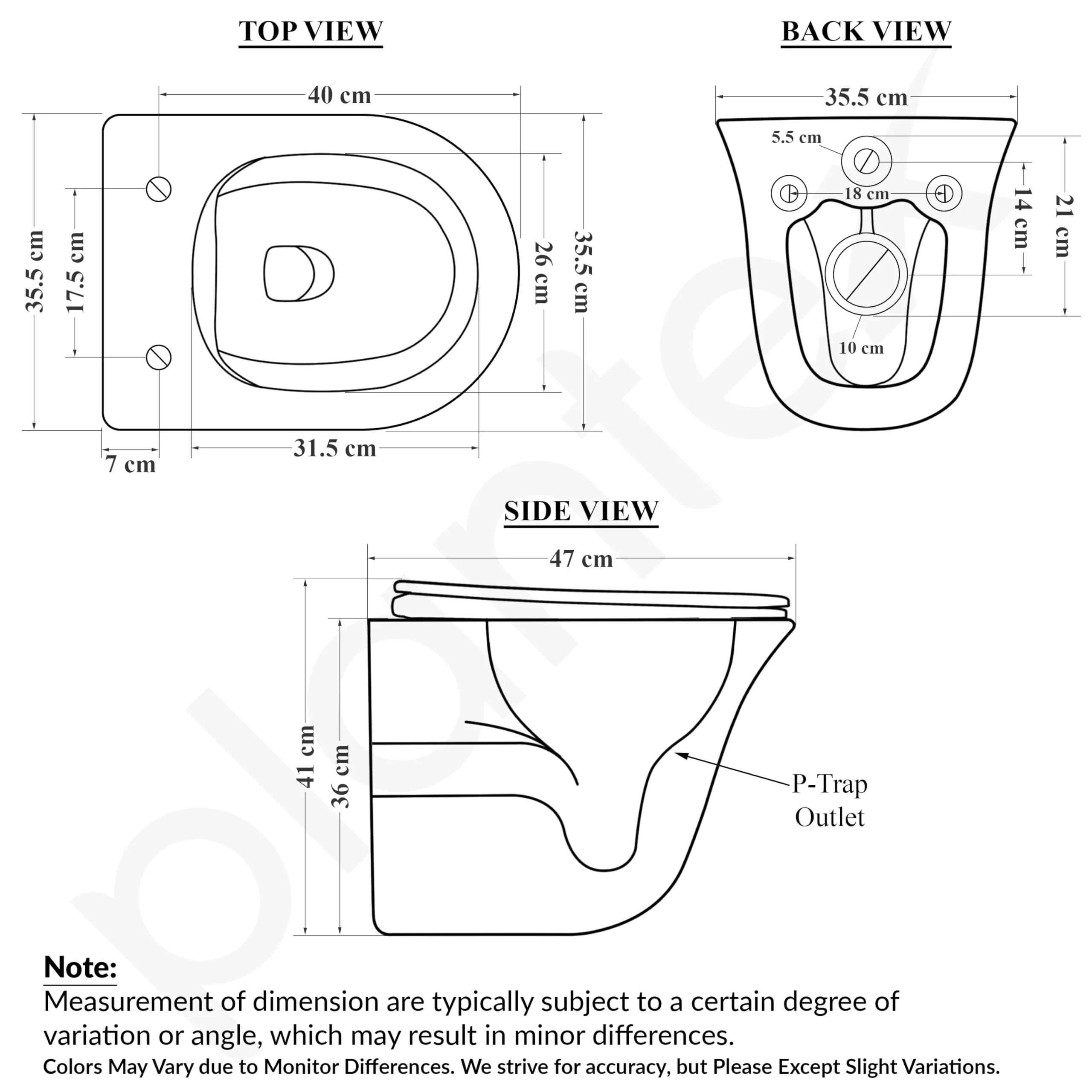 Plantex Imported Commode for Toilet/Ceramic Wall Hung Western Toilet/Rimless Washdown Flush Commode with Soft Closing Toilet Seat - P Trap Outlet (1167 - Secura Pink) - Image 3