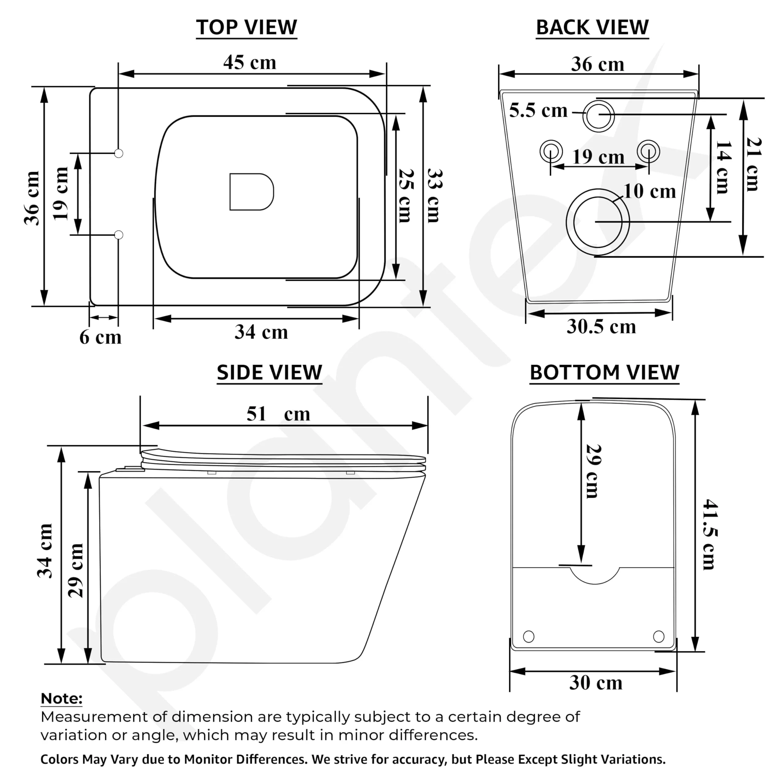 Plantex Imported Italica Ceramic Wall Hung Commode/Rimless Washdown Western Toilet/P - Trap Western Commode for Bathroom with Soft Close Toilet Seat Cover (Square - Matt Pink) - Image 3