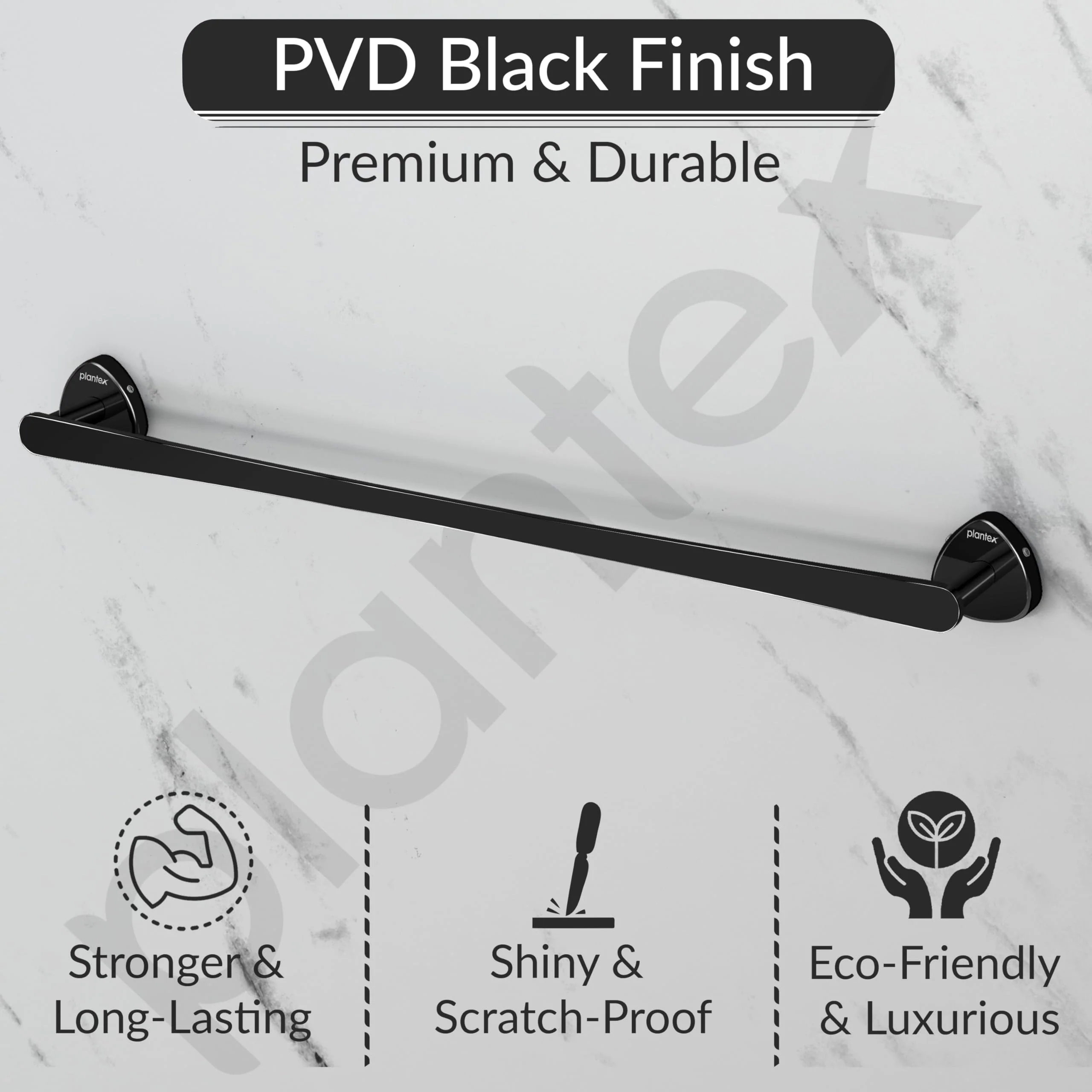 Plantex J4 Stainless Steel 24 Inch Single Towel Rod for Bathroom/Towel Holder in Bathroom/Towel Holder/Bathroom Accessories (PVD Black Finish) Angel - Image 4
