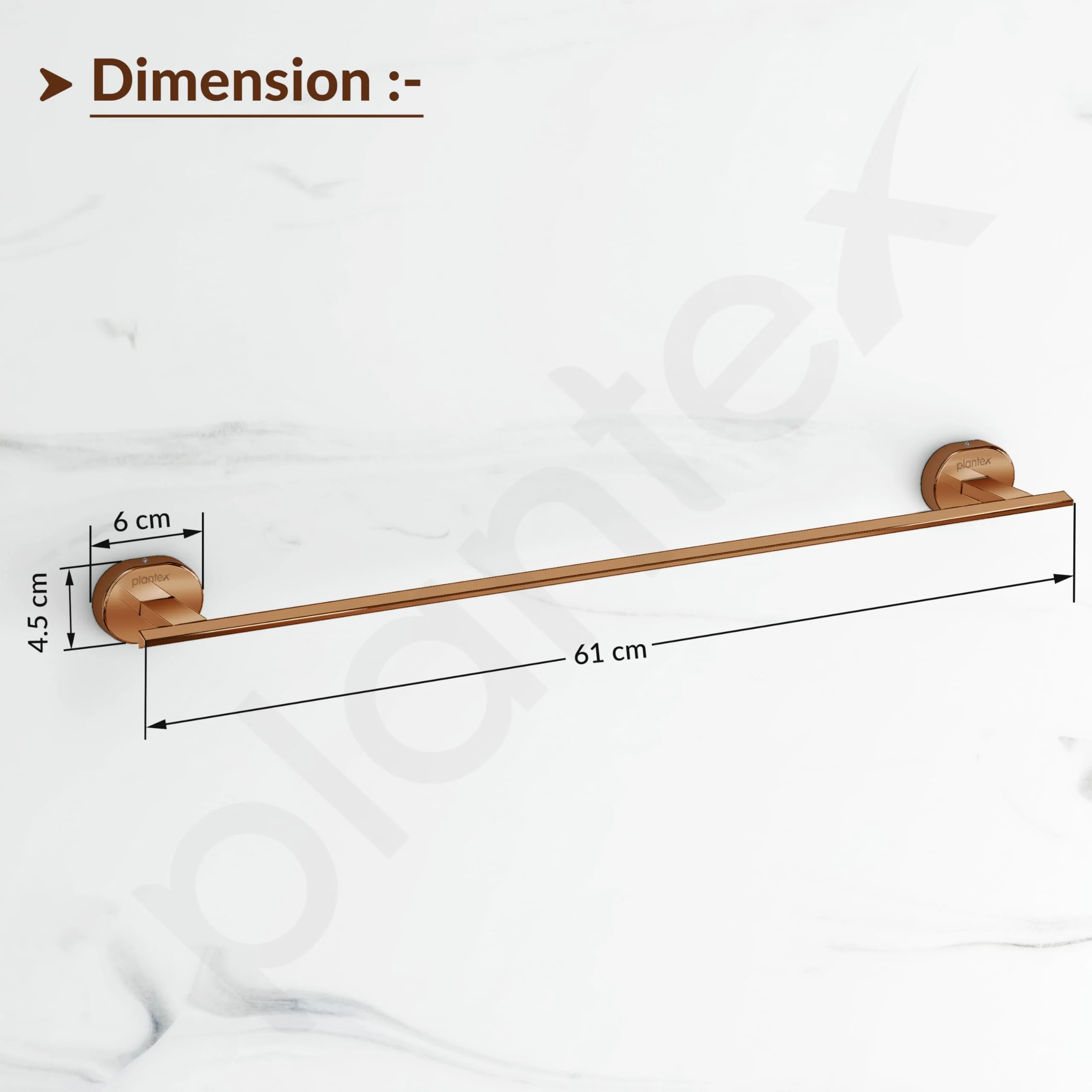 Plantex J4 Stainless Steel 24 Inch Towel Rod for Bathroom/Towel Holder in Bathroom/Towel Holder/Bathroom Accessories (PVD Rose Gold Finish) Onix - Image 3