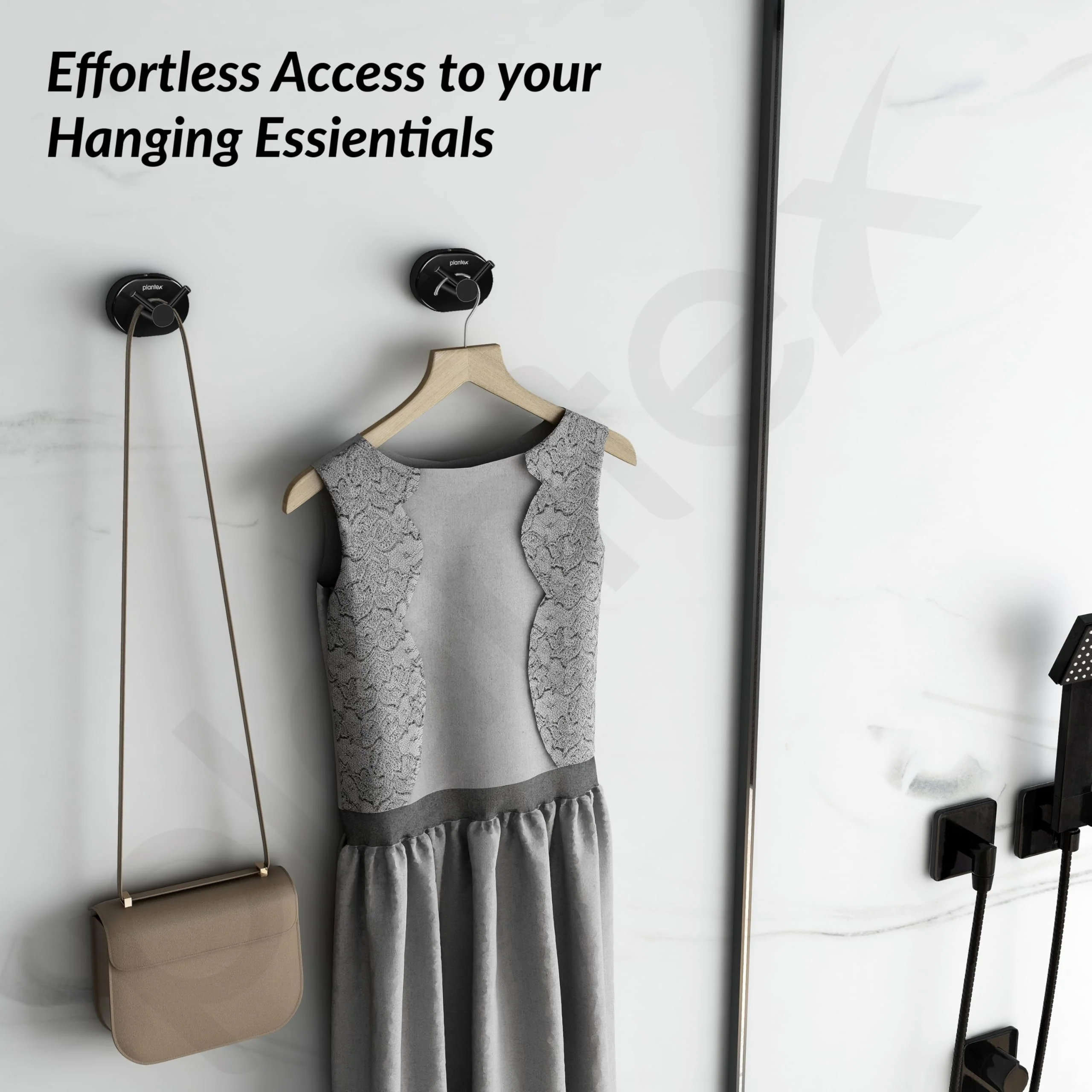Plantex J4 Stainless Steel Clothes Hanger for Wall/Hangers for Bathroom/Robe Hook/Bathroom Accessories (PVD Black Finish) Onix - Image 6