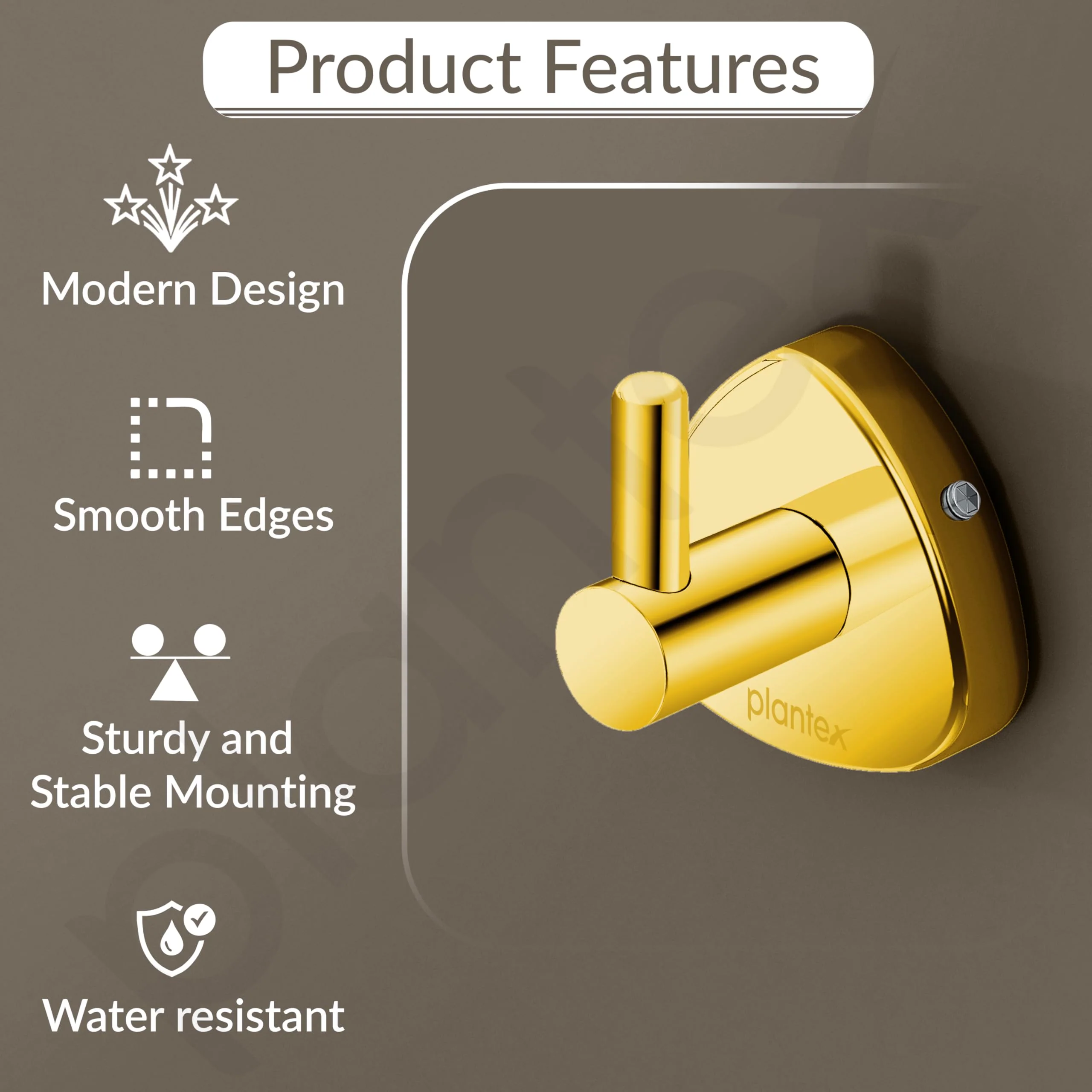 Plantex J4 Stainless Steel Clothes Hanger for Wall/Hangers for Bathroom/Robe Hook/Bathroom Accessories (PVD Gold Finish) Angel - Image 4
