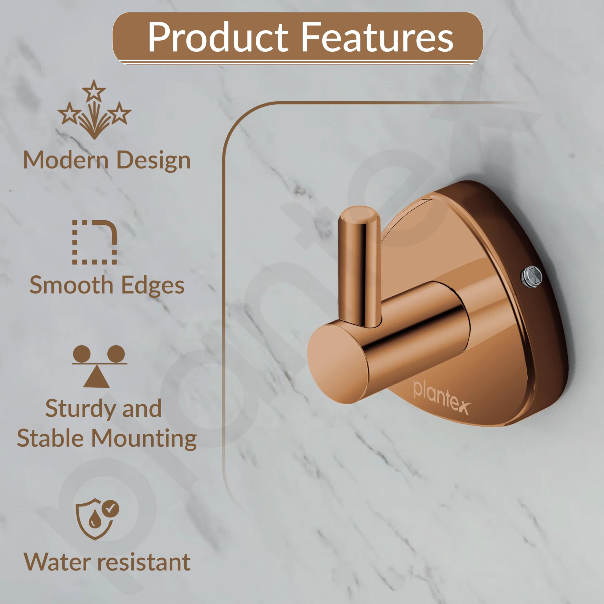 Plantex J4 Stainless Steel Clothes Hanger for Wall/Hangers for Bathroom/Robe Hook/Bathroom Accessories (PVD Rose Gold Finish) Angel - Image 4