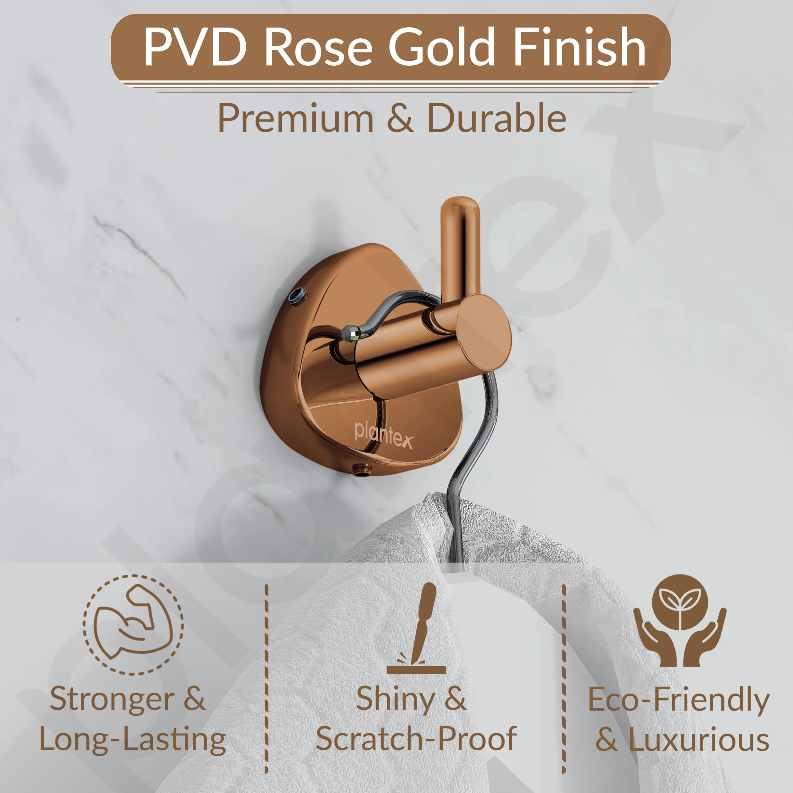 Plantex J4 Stainless Steel Clothes Hanger for Wall/Hangers for Bathroom/Robe Hook/Bathroom Accessories (PVD Rose Gold Finish) Angel - Image 5