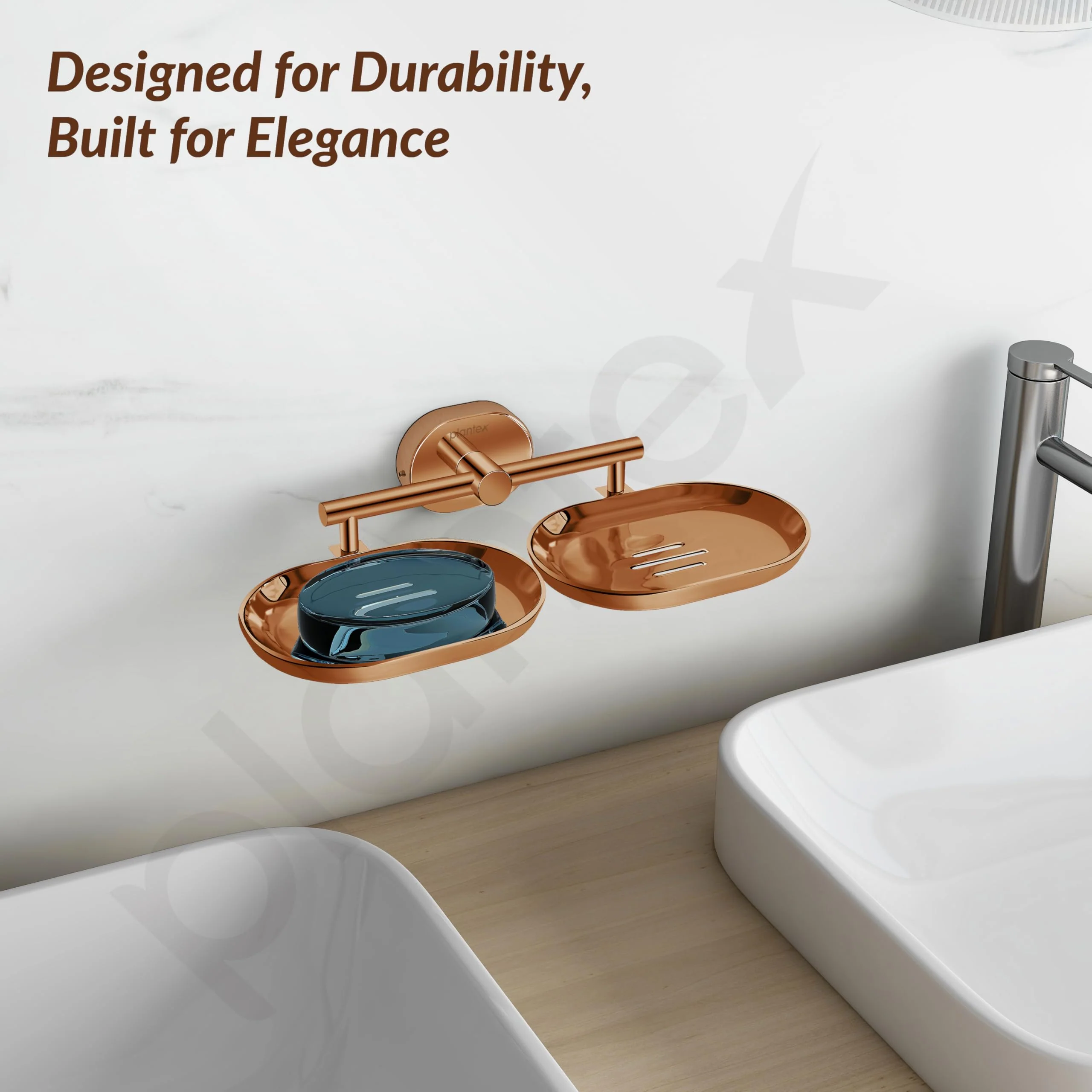 Plantex J4 Stainless Steel Double Soap Dish for Bathroom/Soap Holder for Bathroom/Wall Mounted Soap Holder/Bathroom Accessories (PVD Rose Gold Finish) Onix - Image 7