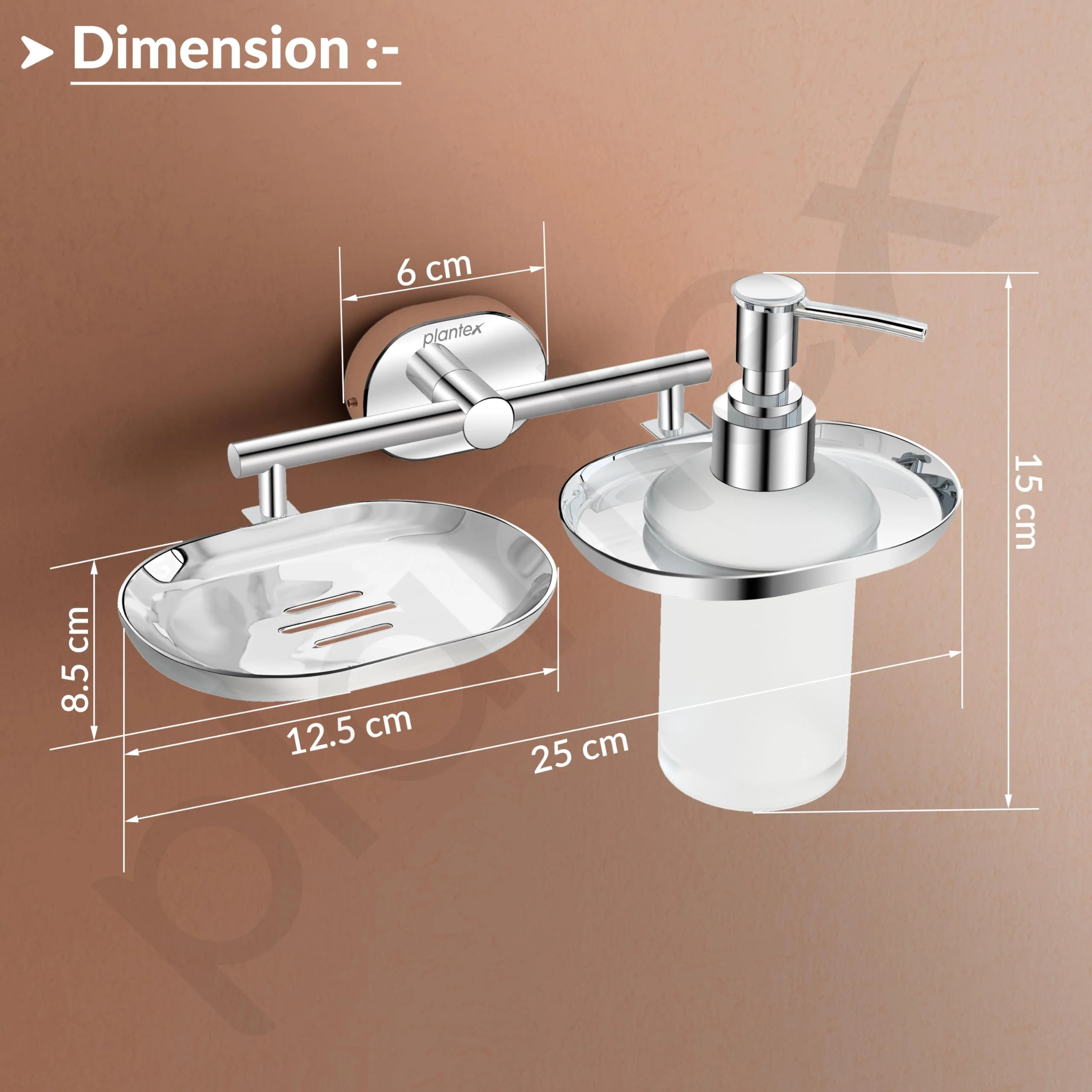 Plantex J4 Stainless Steel Soap Dish with Liquid Dispenser/Soap Stand for Bathroom Wall Mount/Shampoo Dispenser/Bathroom Accessories (Chrome Finish) Onix - Image 3