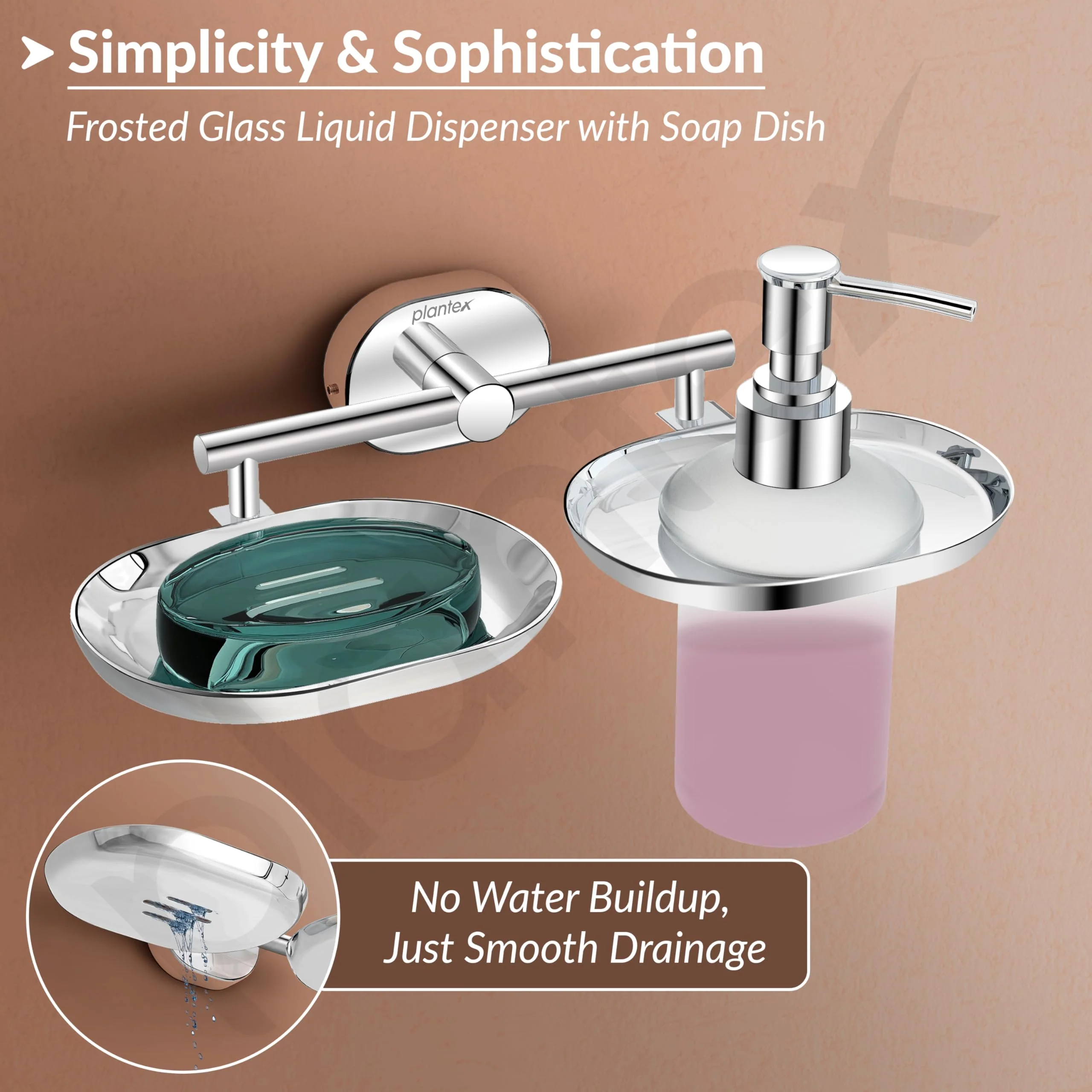 Plantex J4 Stainless Steel Soap Dish with Liquid Dispenser/Soap Stand for Bathroom Wall Mount/Shampoo Dispenser/Bathroom Accessories (Chrome Finish) Onix - Image 5