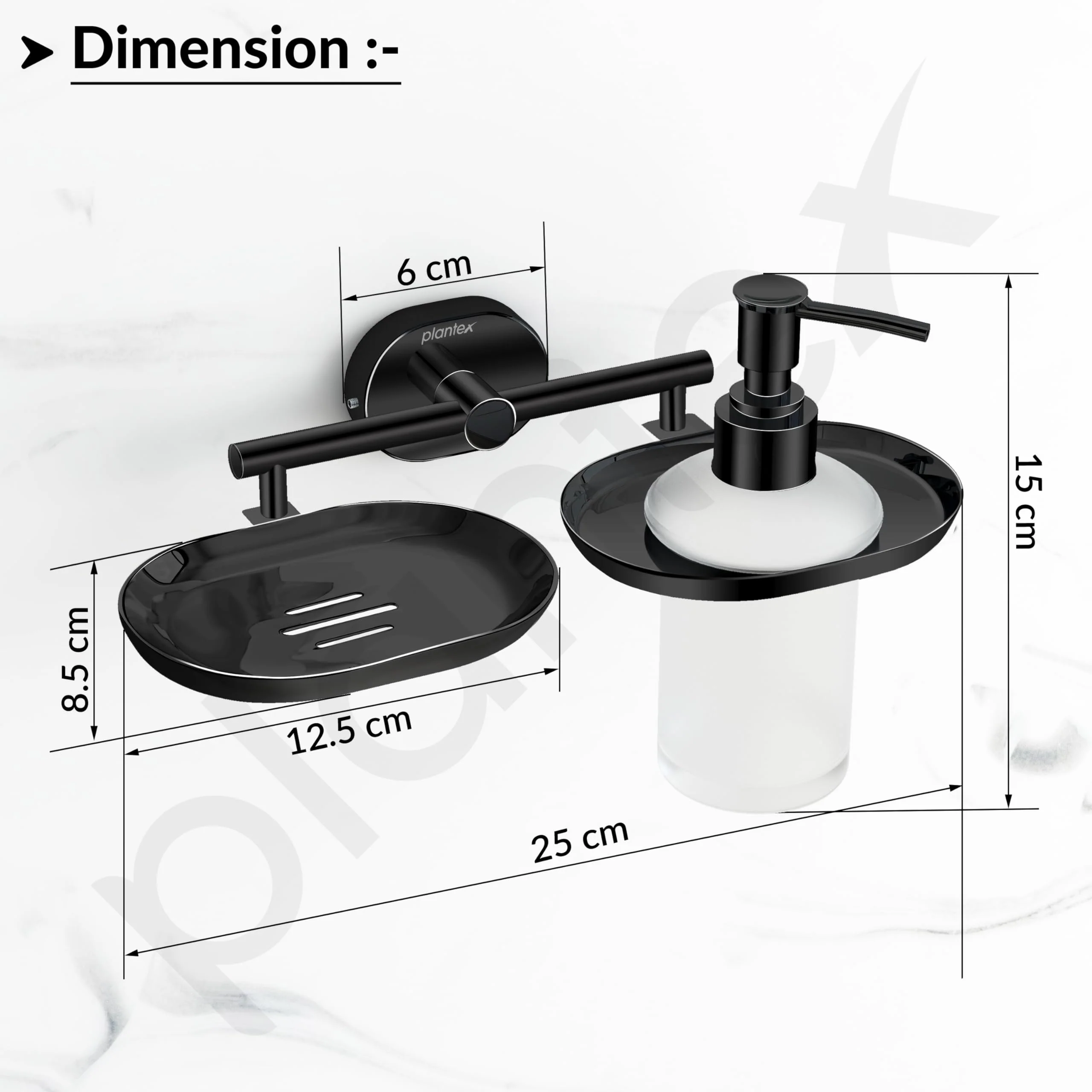 Plantex J4 Stainless Steel Soap Dish with Liquid Dispenser/Soap Stand for Bathroom Wall Mount/Shampoo Dispenser/Bathroom Accessories (PVD Black Finish) Onix - Image 3