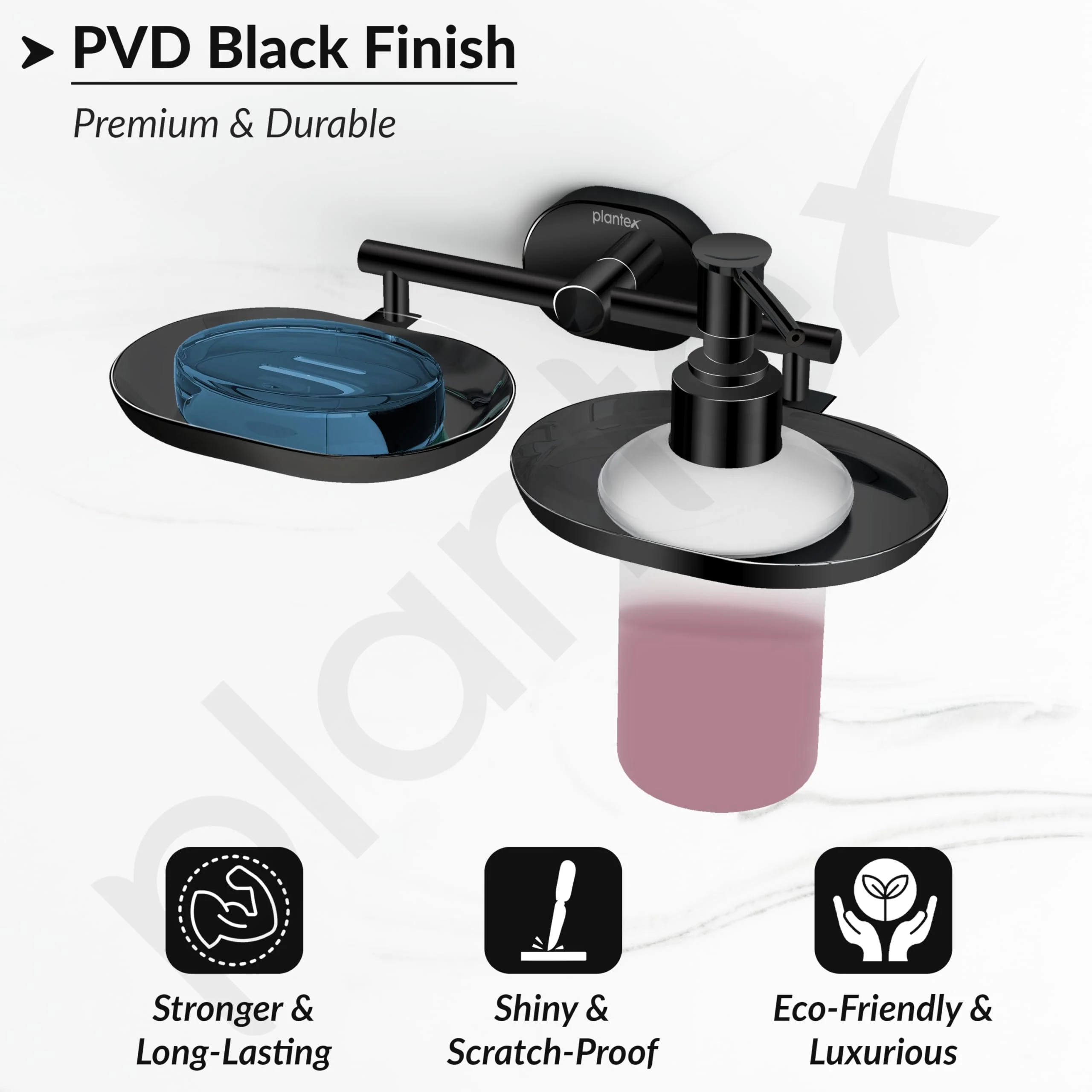 Plantex J4 Stainless Steel Soap Dish with Liquid Dispenser/Soap Stand for Bathroom Wall Mount/Shampoo Dispenser/Bathroom Accessories (PVD Black Finish) Onix - Image 6