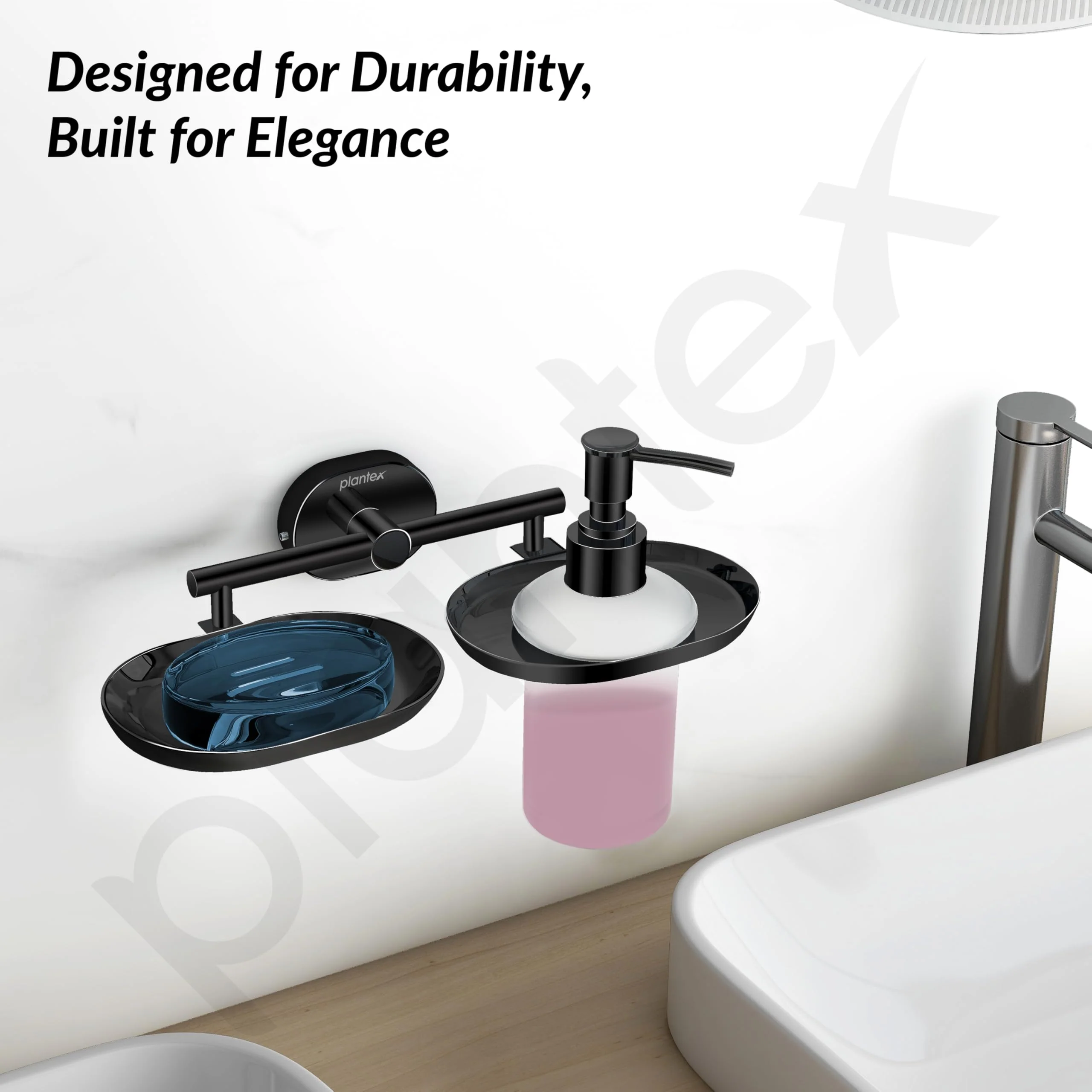 Plantex J4 Stainless Steel Soap Dish with Liquid Dispenser/Soap Stand for Bathroom Wall Mount/Shampoo Dispenser/Bathroom Accessories (PVD Black Finish) Onix - Image 7