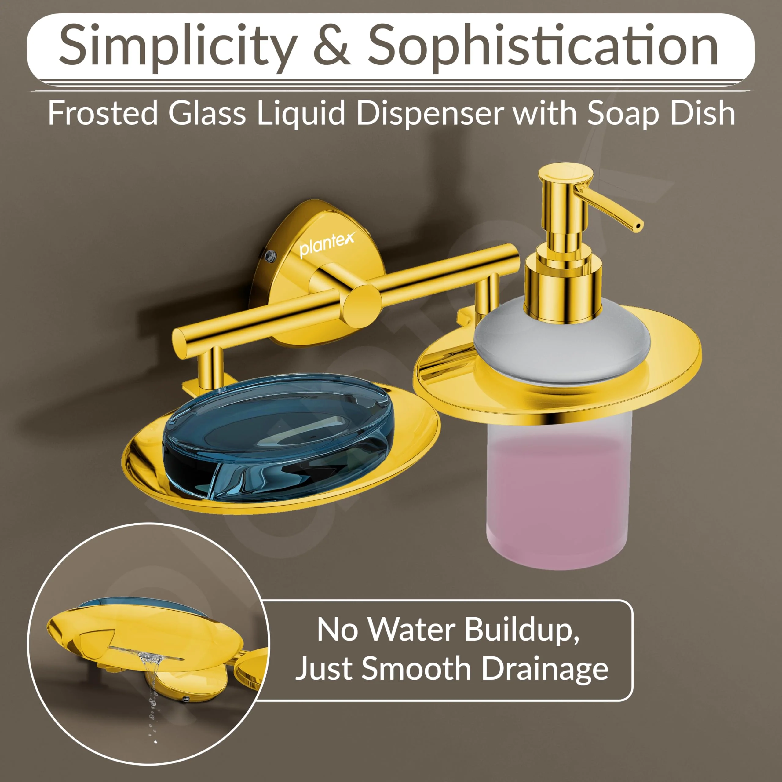 Plantex J4 Stainless Steel Soap Dish with Liquid Dispenser/Soap Stand for Bathroom Wall Mount/Shampoo Dispenser/Bathroom Accessories (PVD Gold Finish) Angel - Image 6