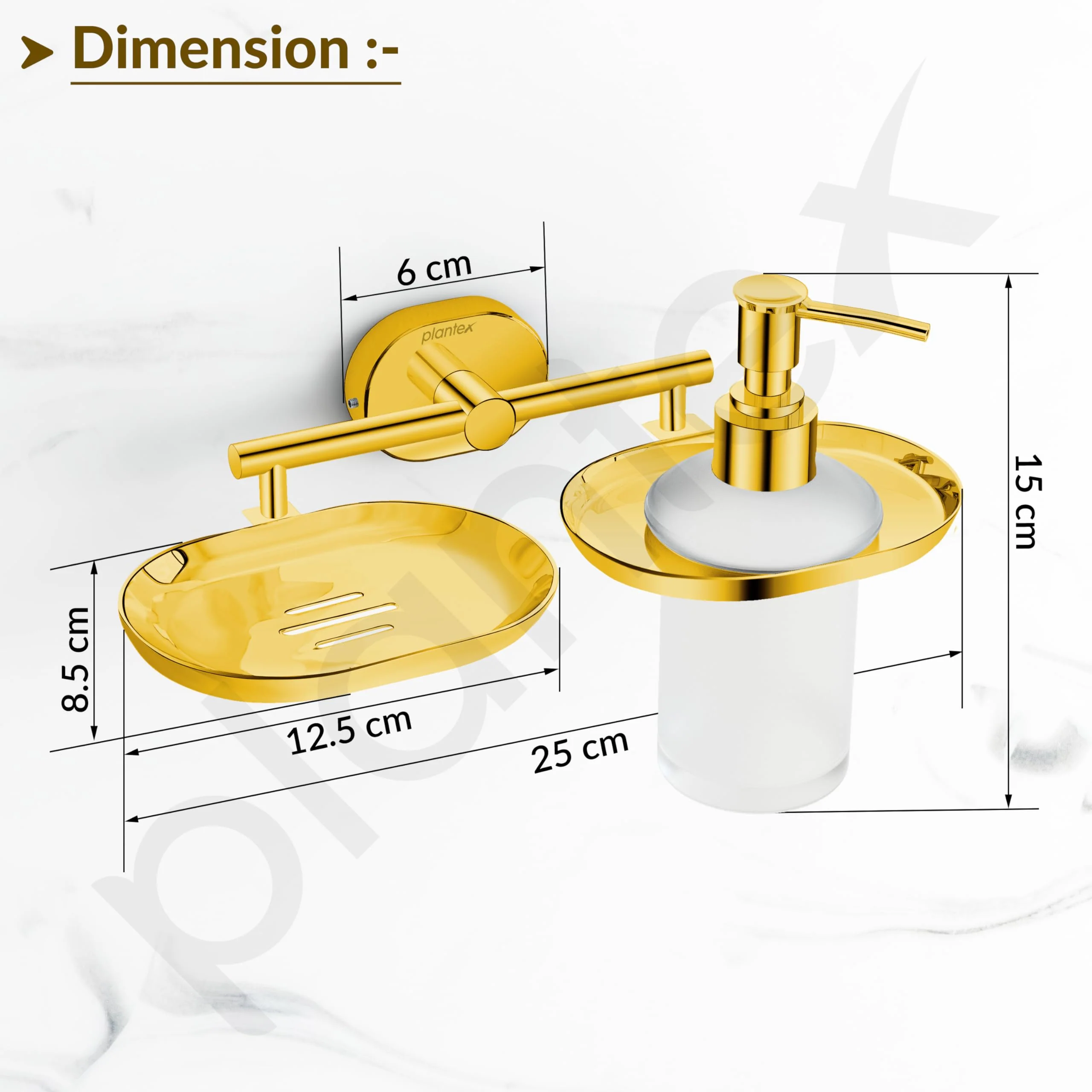 Plantex J4 Stainless Steel Soap Dish with Liquid Dispenser/Soap Stand for Bathroom Wall Mount/Shampoo Dispenser/Bathroom Accessories (PVD Gold Finish) Onix - Image 3