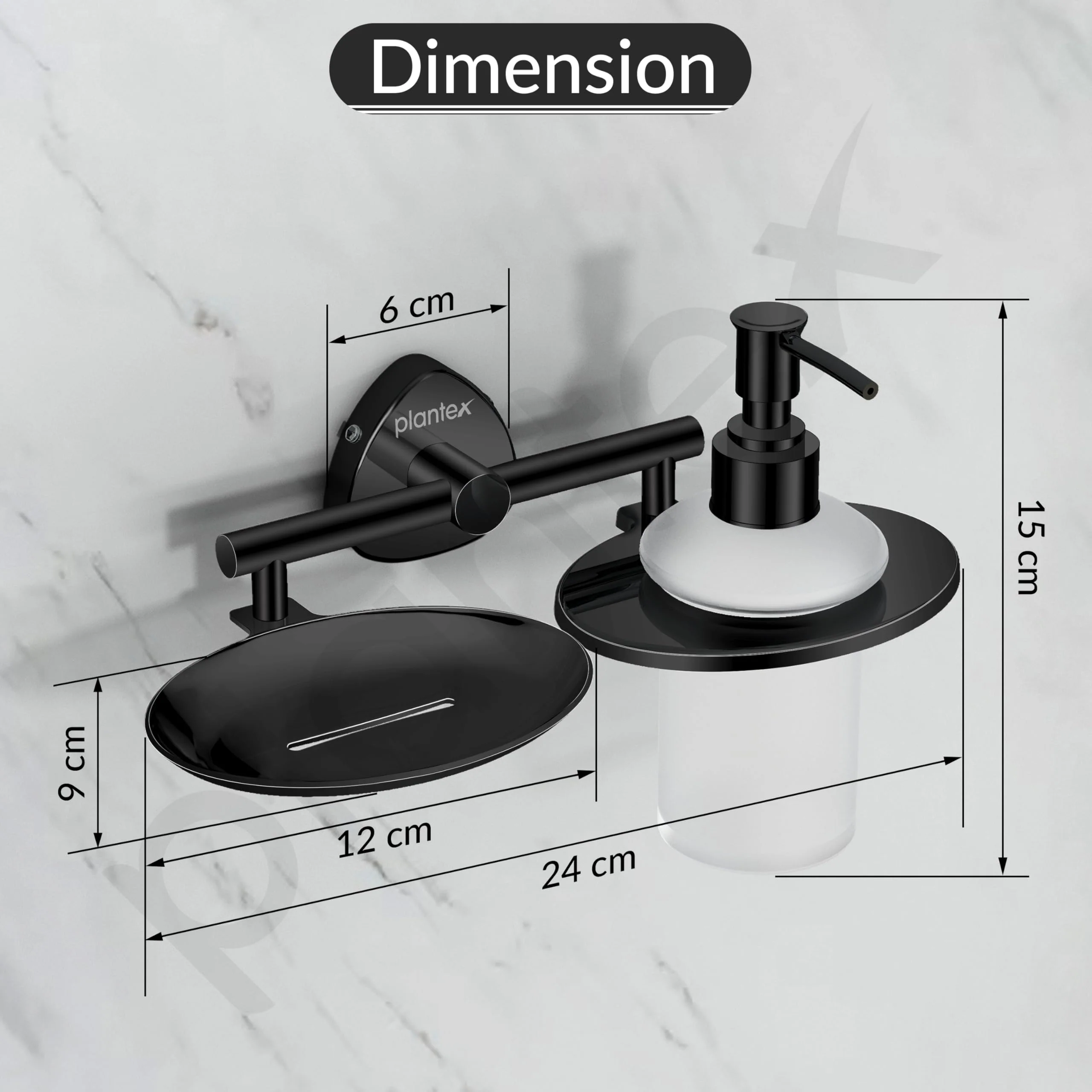 Plantex J4 Stainless Steel Soap Dish with Liquid Dispenser/Soap Stand/Shampoo Dispenser for Bathroom/Bathroom Accessories - Pack of 1 (R-218B, Black) - Image 3