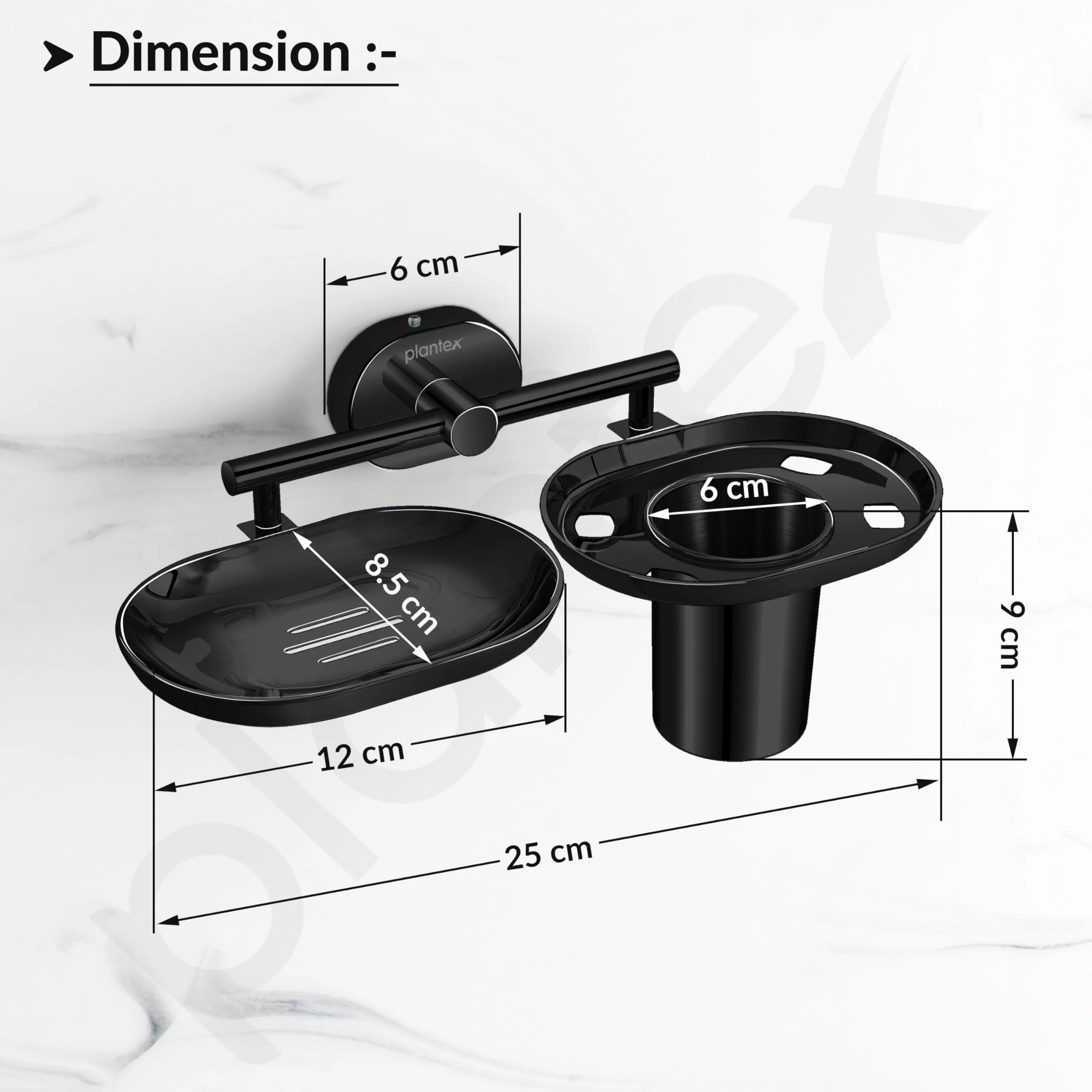 Plantex J4 Stainless Steel Soap Dish with Tumbler Holder/Soap and Brush Holder for Bathrooom/2 in 1 Soap Holder with Toothbrush Holder/Bathroom Accessories (PVD Black Finish) Onix - Image 3