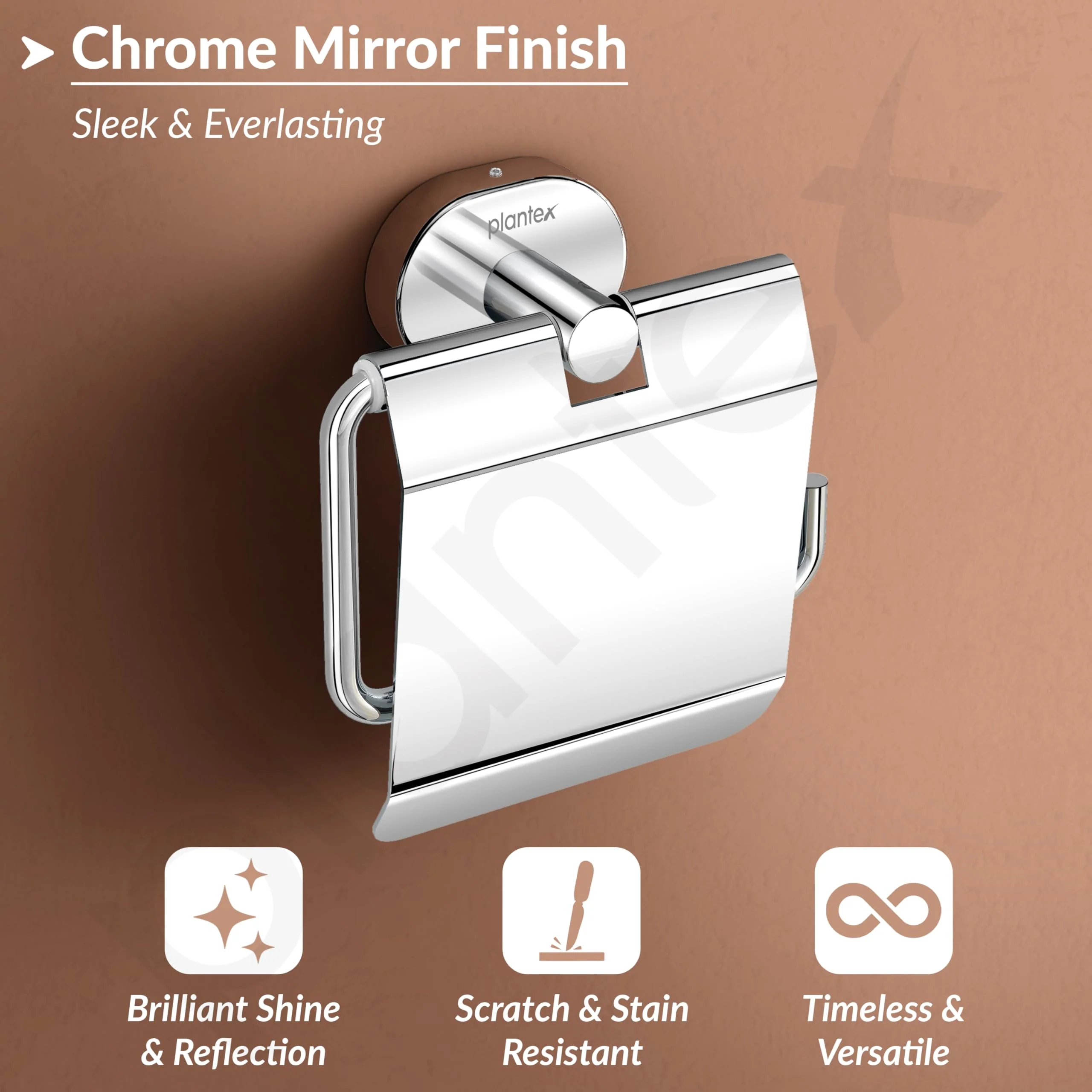 Plantex J4 Stainless Steel Toilet Paper Holder for Bathroom/Tissue Holder for Washroom/Toilet roll Holder for Wall Mounted/Bathroom Accessories (Chrome Finish) Onix - Image 5