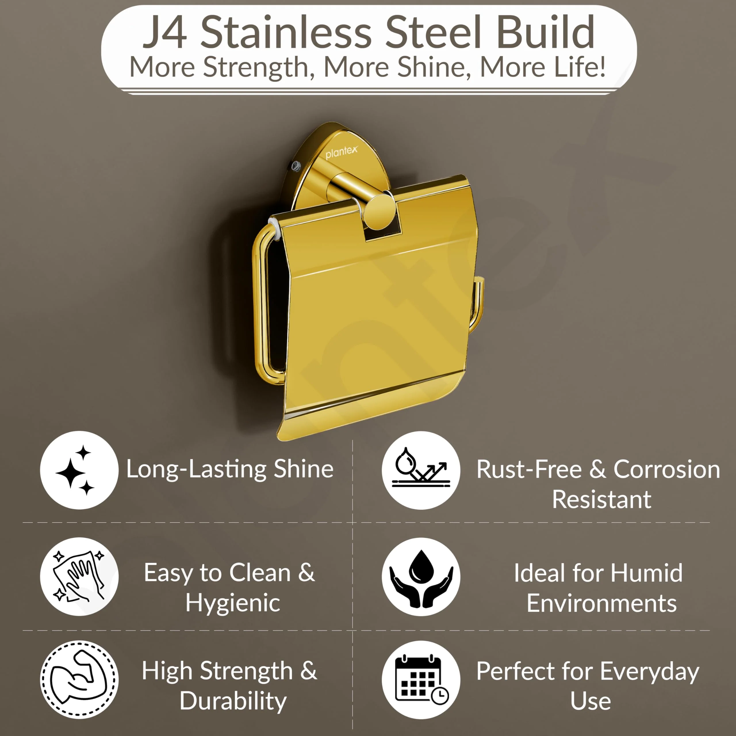 Plantex J4 Stainless Steel Toilet Paper Holder for Bathroom/Tissue Holder for Washroom/Toilet roll Holder for Wall Mounted/Bathroom Accessories (PVD Gold Finish) Angel - Image 2