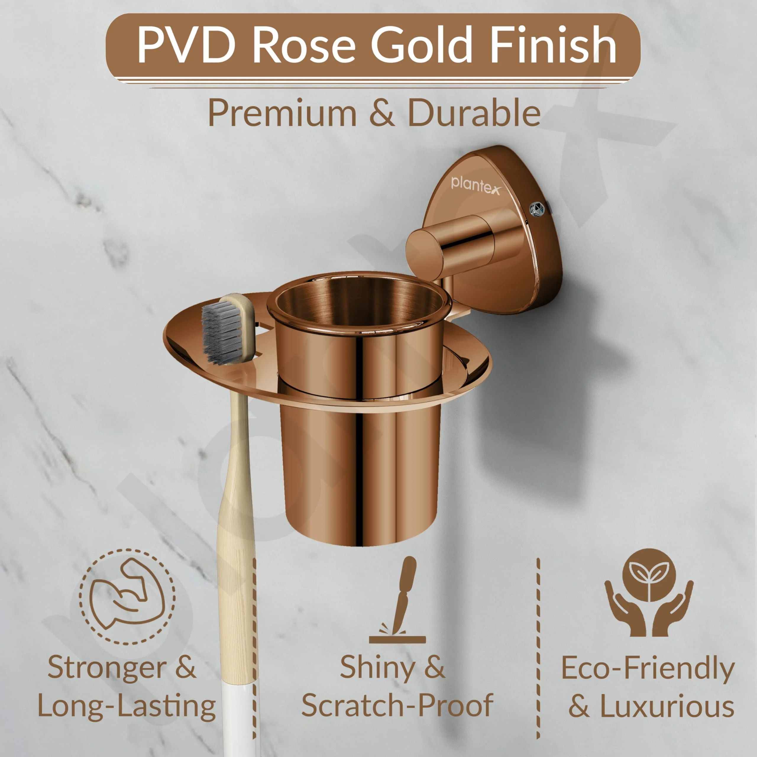 Plantex J4 Stainless Steel Toothbrush Holder for Bathroom/Toothbrush Stand for Bathroom/Tumbler Holder/Bathroom Accessories (PVD Rose Gold Finish) Angel - Image 6