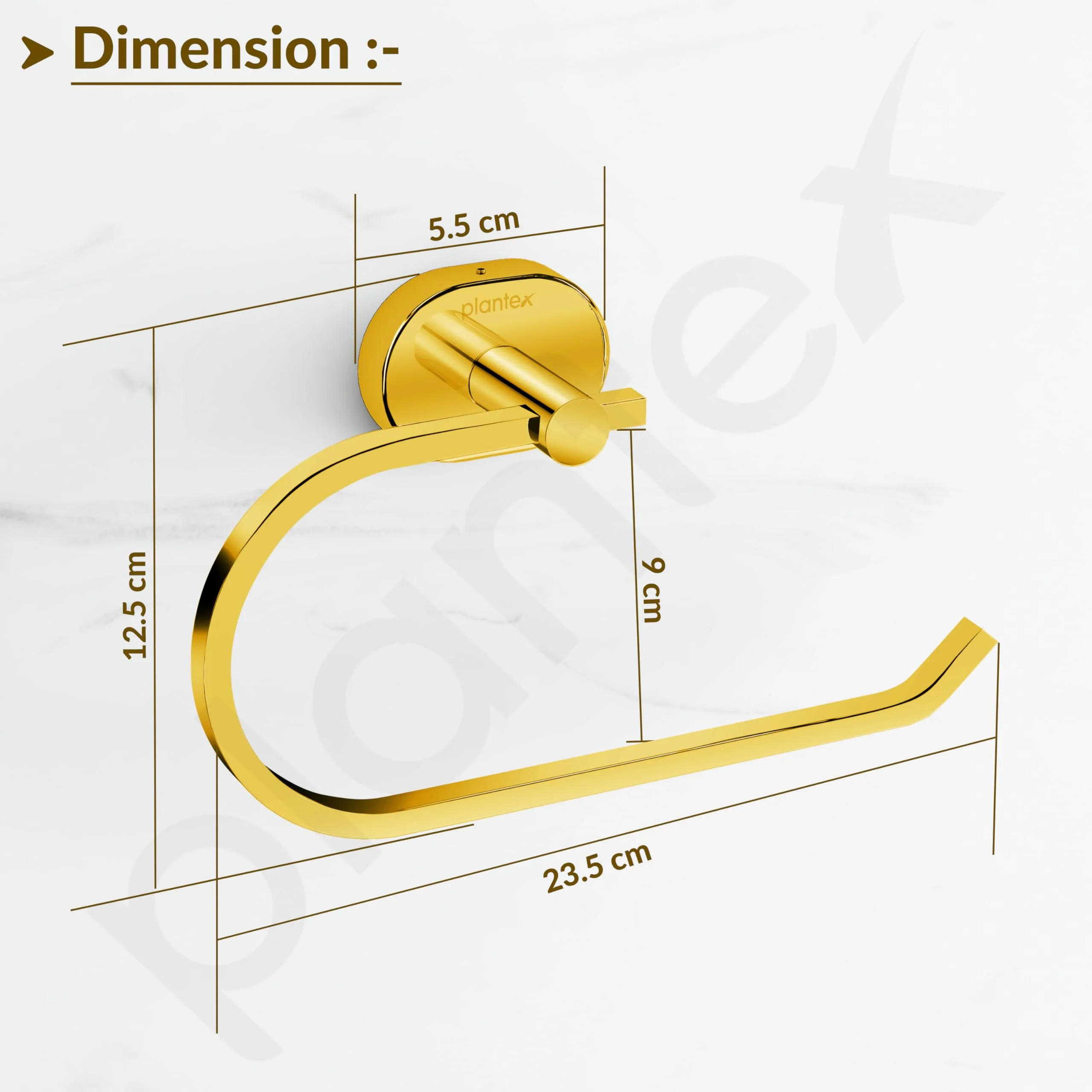 Plantex J4 Stainless Steel Towel Hanger for Wash Basin/Hand Towel Hanger/Napkin Holder for Wash Basin/Bathroom Accessories (PVD Gold Finish) Onix - Image 3