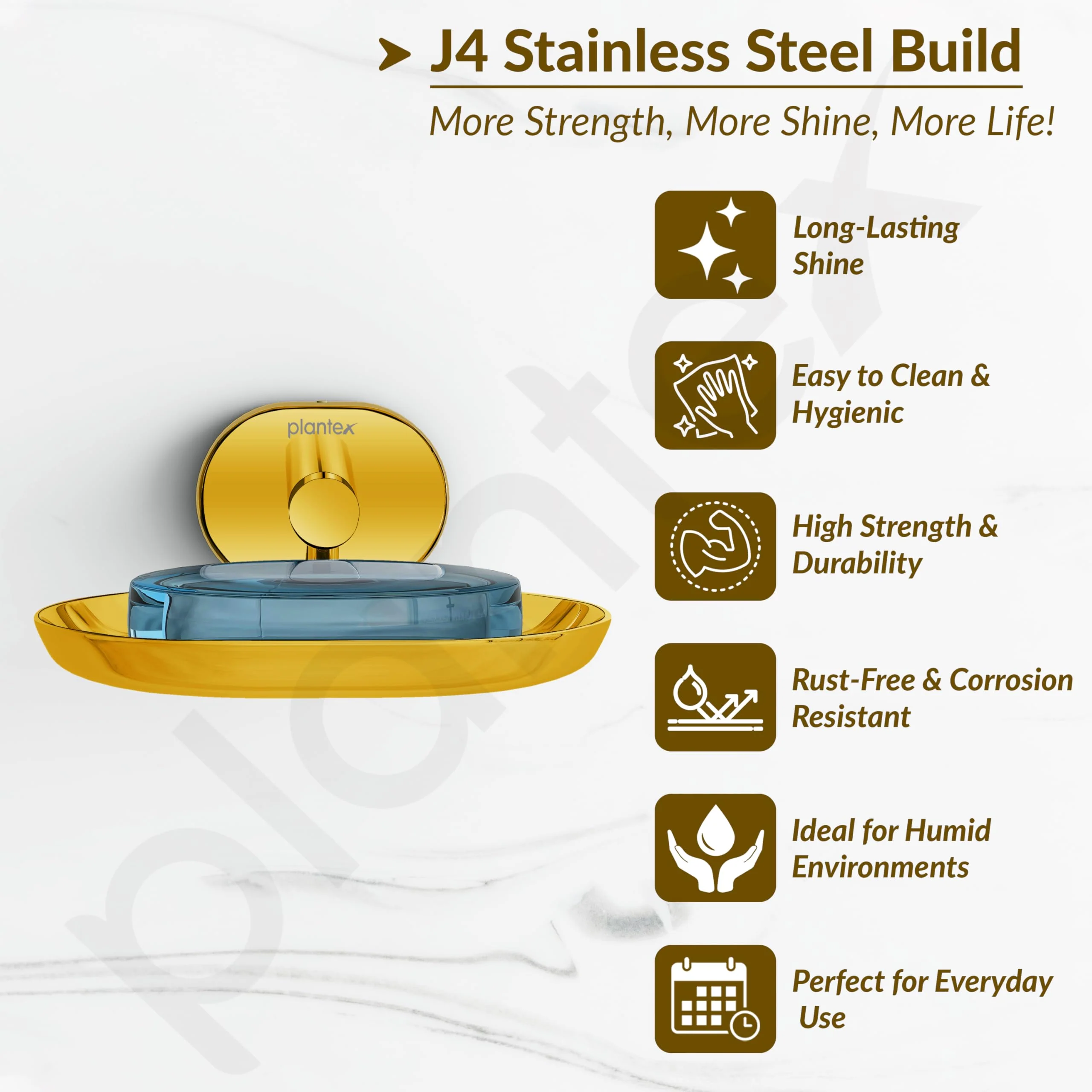 Plantex J4 Stainless Steel Wall Mounted Soap Holder for Bathroom/Soap Holder for Kitchen/Soap Stand for Bathroom/Bathroom Accessories (PVD Gold Finish) Onix - Image 2