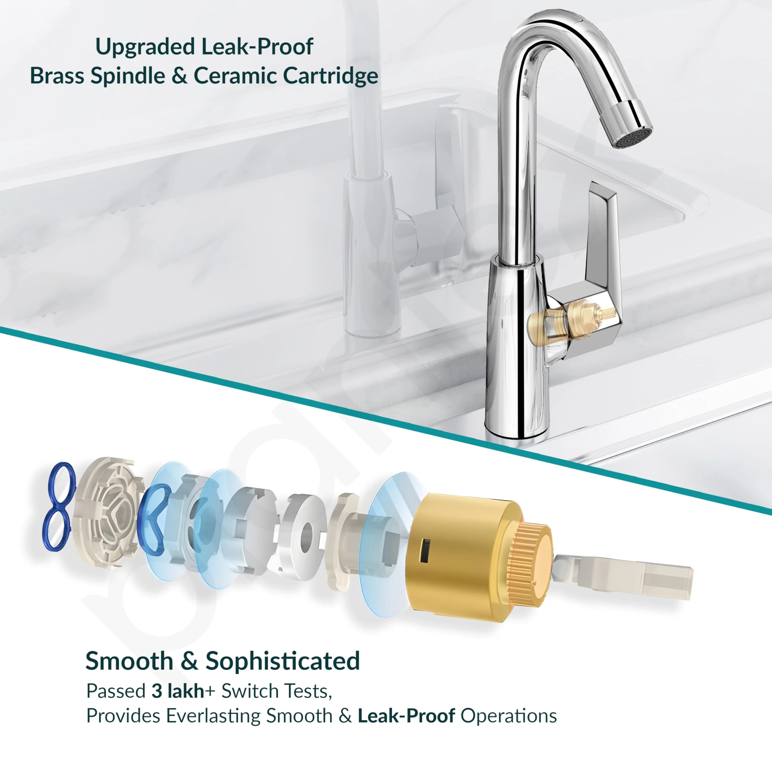 Plantex Kitchen Taps for Home Sink with Swivel Spout/Sink Tap for Kitchen Basin with Teflon Tape/Kitchen Faucets for Sink -Chrome (Celesiya-1246) - Image 5