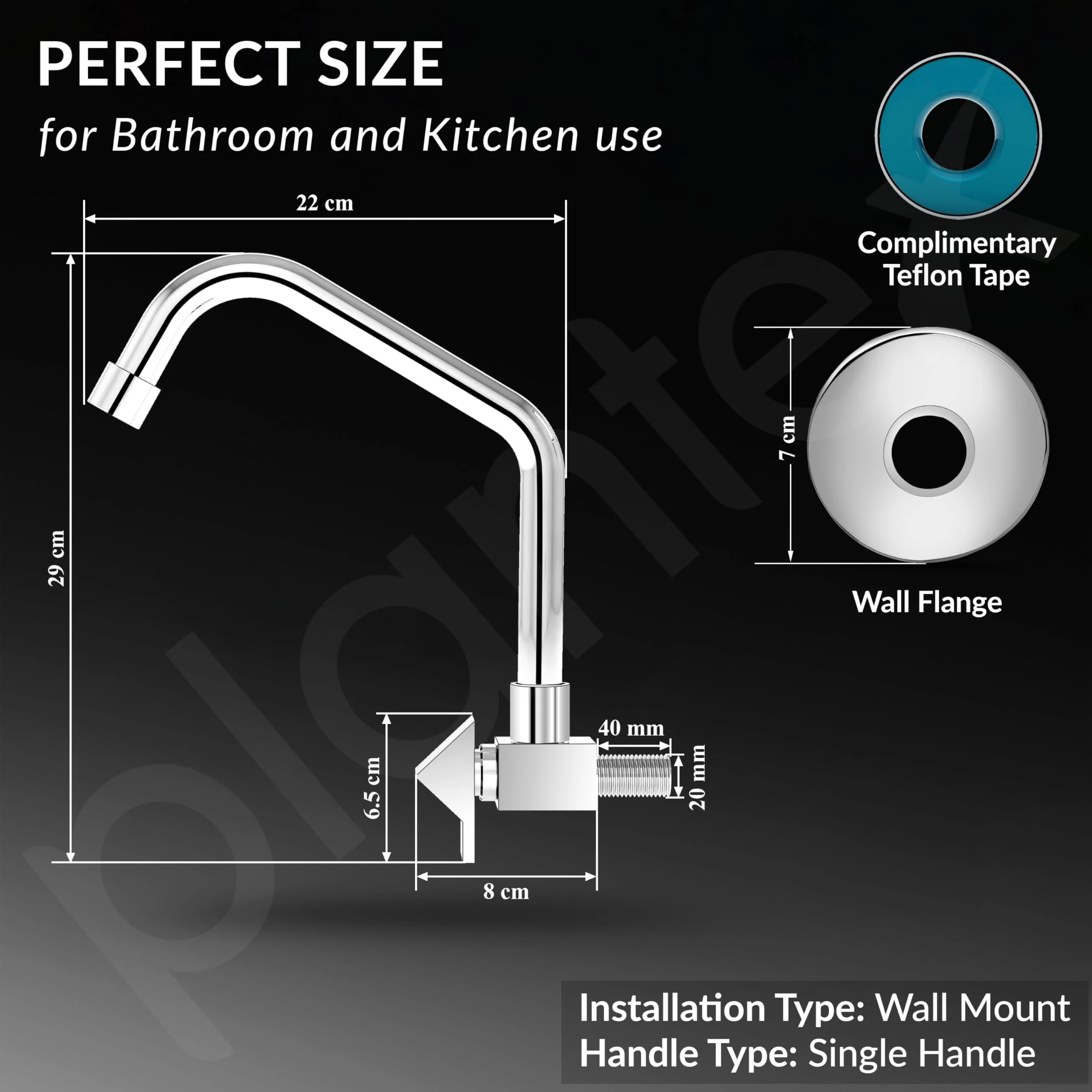 Plantex Kitchen Taps for Home Sink with Water Saving Nozzle for Kitchen Tap/360° Swivel Spout for Sink Tap for Basin with Brass Wall Flange -(PRI-311-Chrome) - Image 4