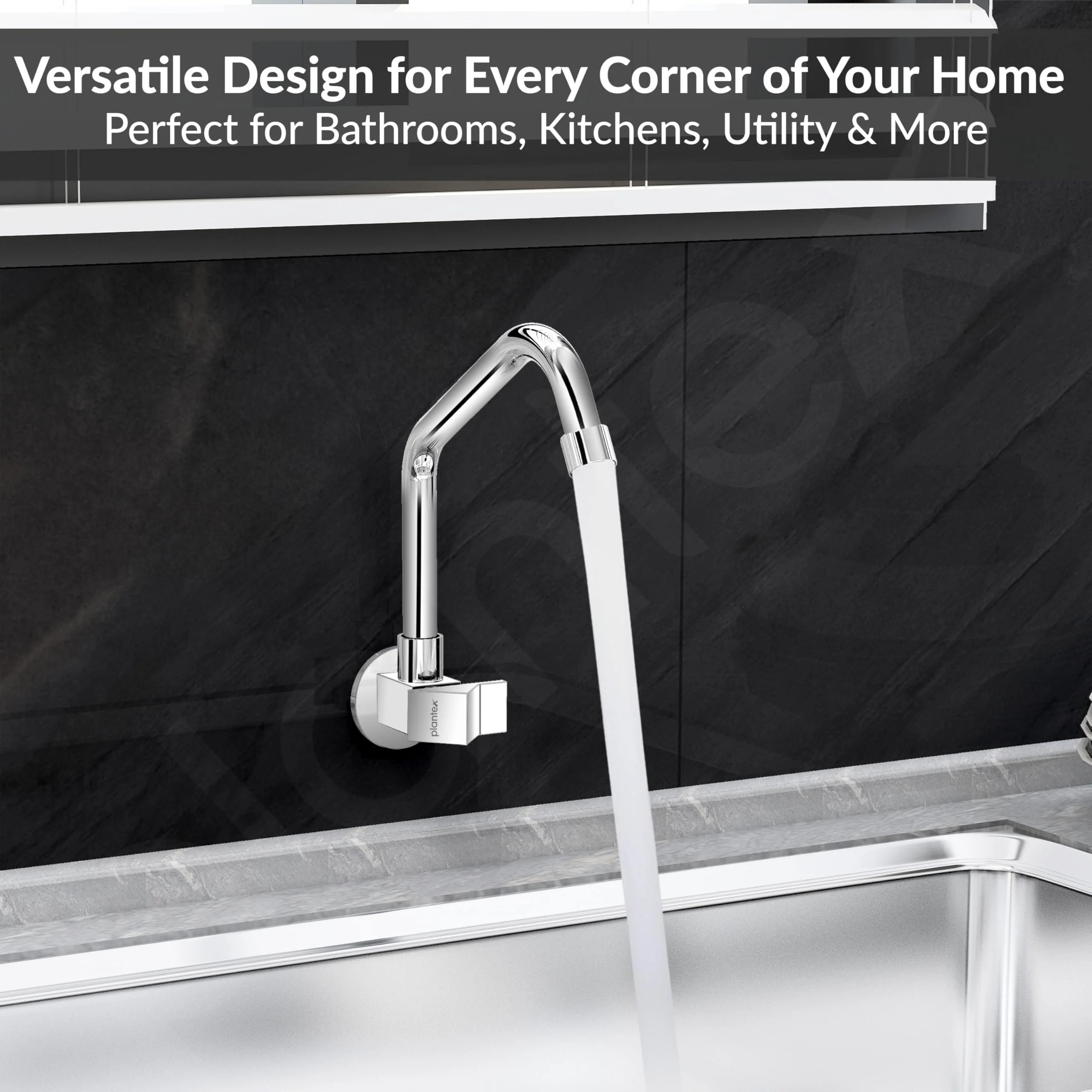 Plantex Kitchen Taps for Home Sink with Water Saving Nozzle for Kitchen Tap/360° Swivel Spout for Sink Tap for Basin with Brass Wall Flange -(PRI-311-Chrome) - Image 7