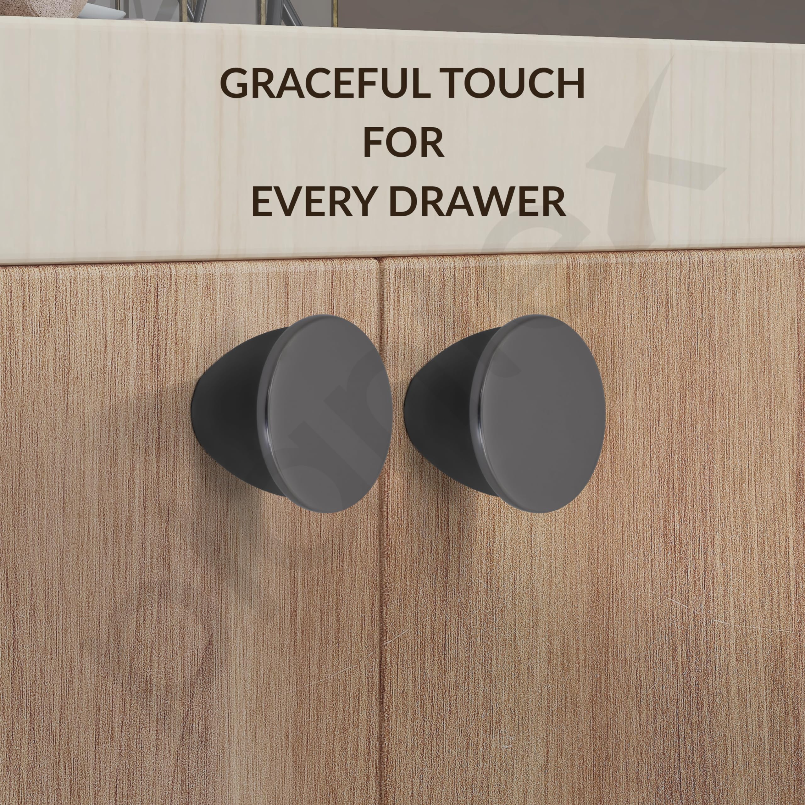 Plantex Knobs for Drawer/Drawer Knobs/Knobs for Cabinets/Pull-Push Knobs for Kitchen/Bedroom Drawer - Pack of 1 (Satin Black & Black) - Image 5