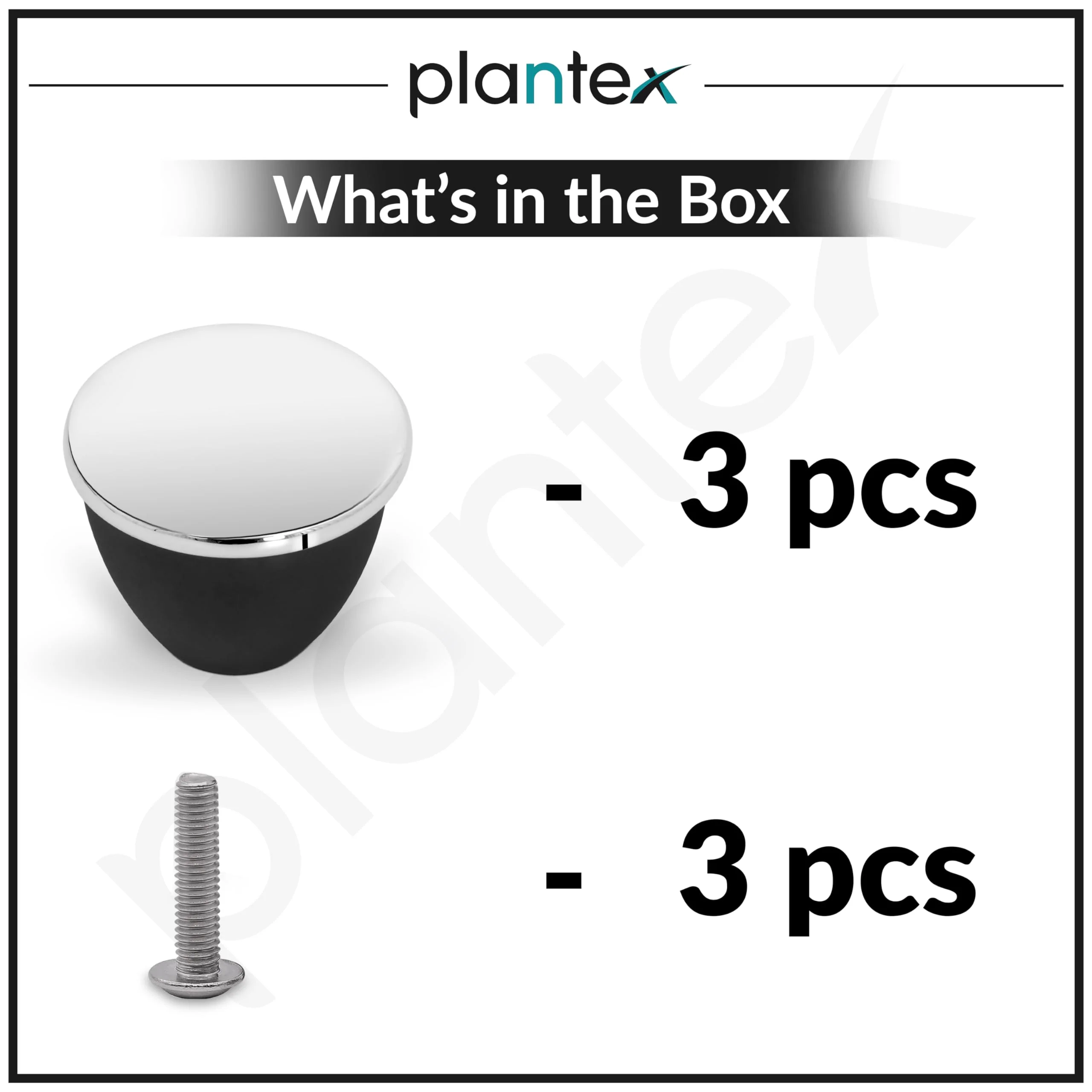 Plantex Knobs for Drawer/Drawer Knobs/Knobs for Cabinets/Pull-Push Knobs for Kitchen/Bedroom Drawer - Pack of 3 (Chrome & Black) - Image 5