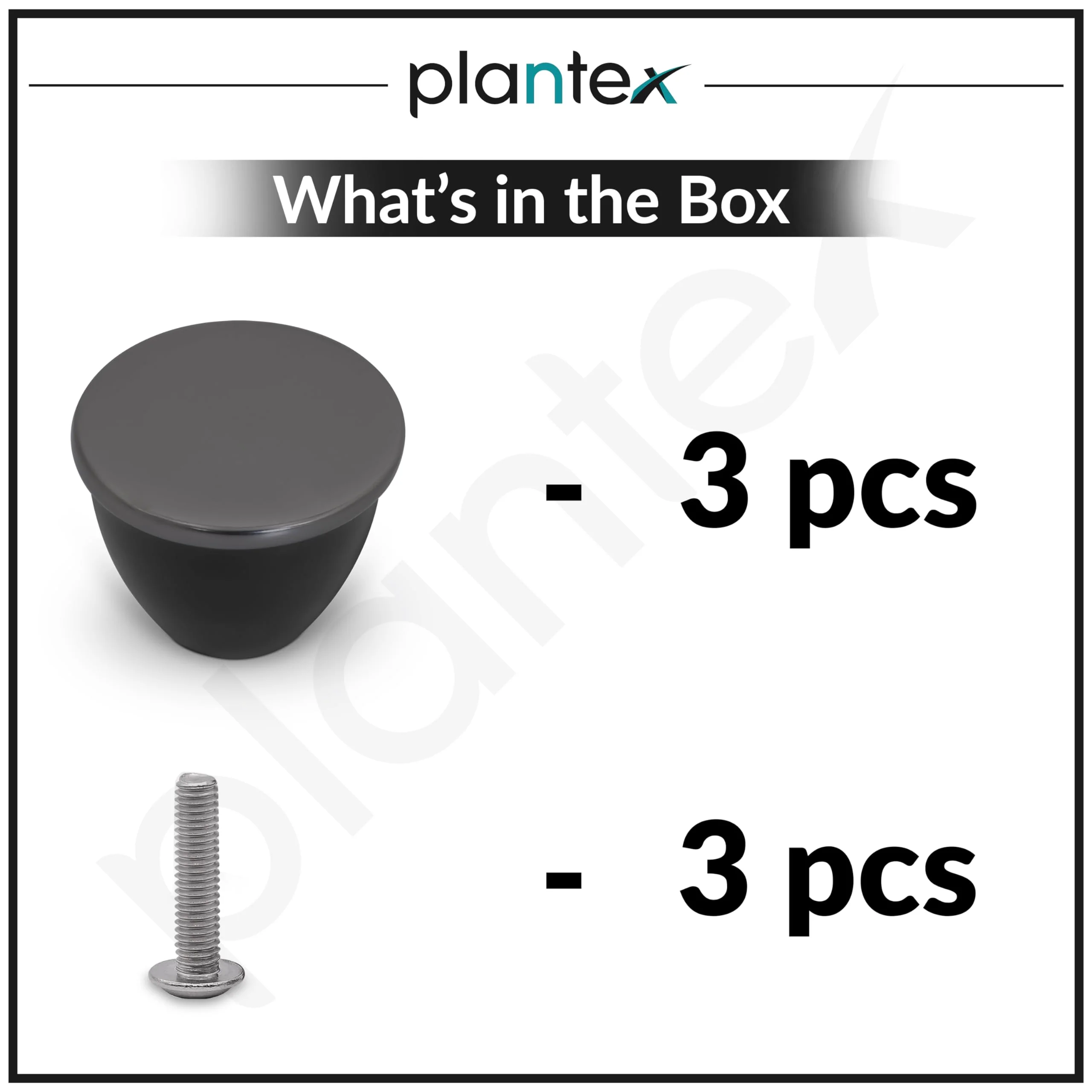Plantex Knobs for Drawer/Drawer Knobs/Knobs for Cabinets/Pull-Push Knobs for Kitchen/Bedroom Drawer - Pack of 3 (Satin Black & Black) - Image 5