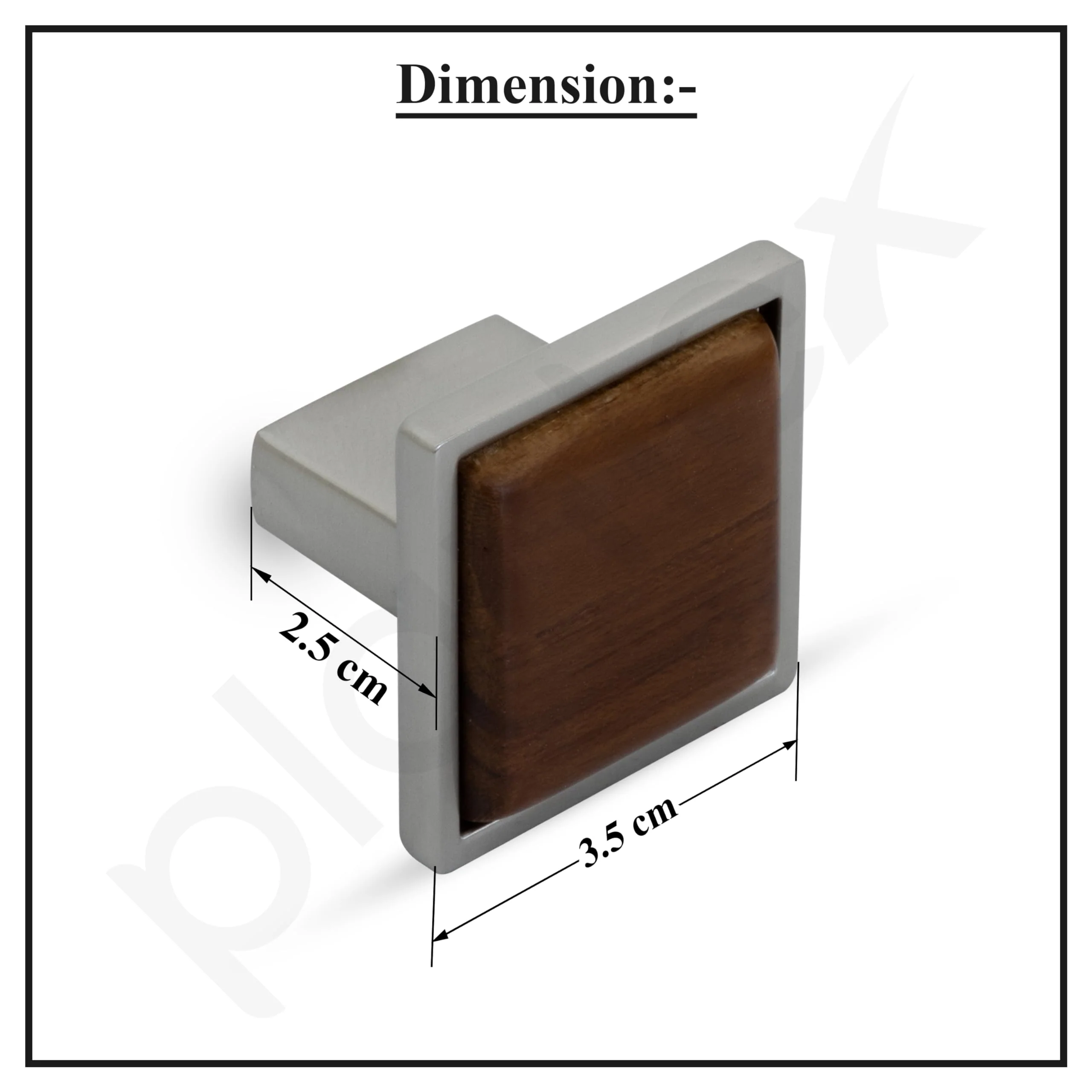 Plantex Knobs for Drawer | Kitchen Cabinet Knobs | Pulls Handles Knobs for Wardrobe & Kitchen | Square Drawer Pulls and Knobs- Pack of 1 (Satin & Wood) - Image 3