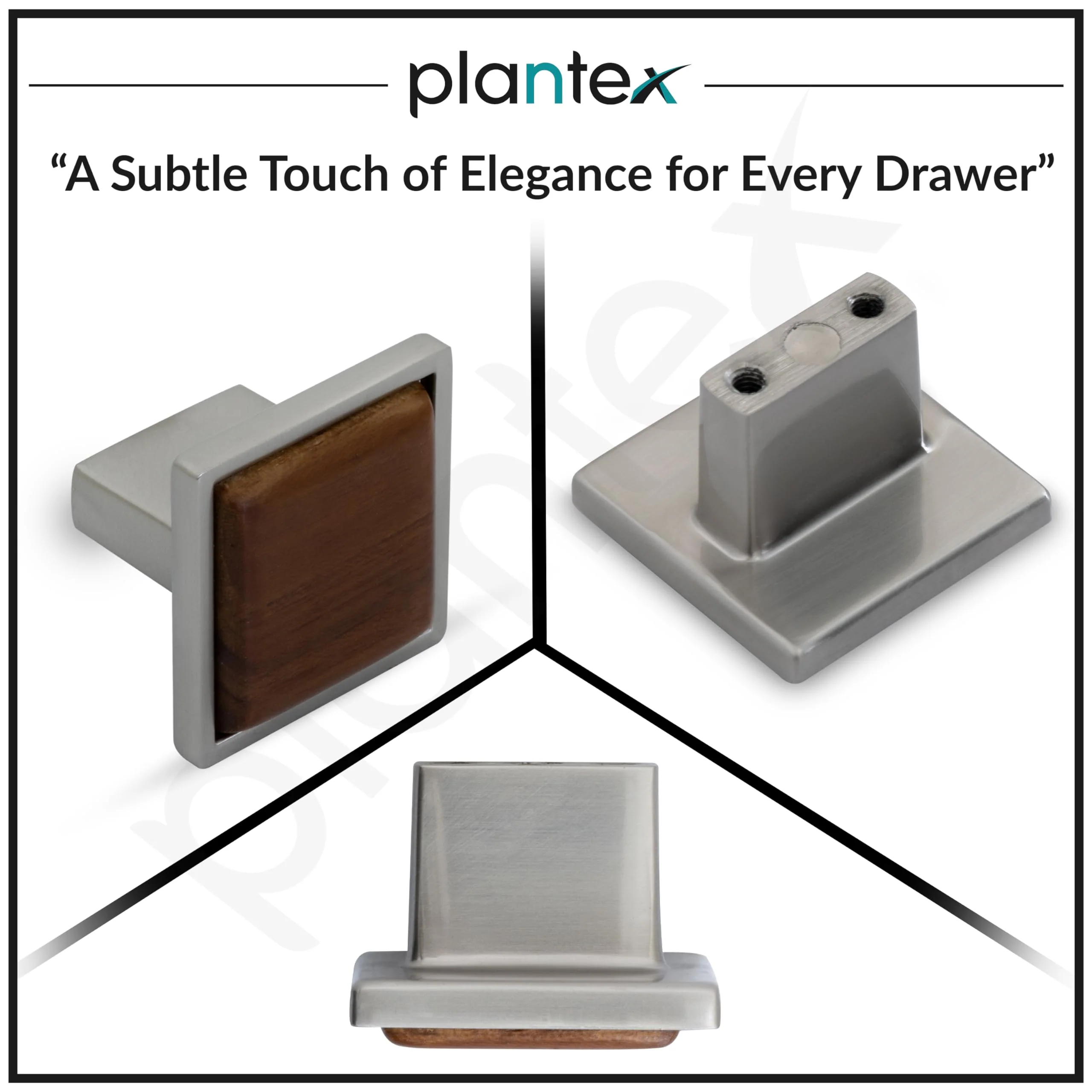 Plantex Knobs for Drawer | Kitchen Cabinet Knobs | Pulls Handles Knobs for Wardrobe & Kitchen | Square Drawer Pulls and Knobs- Pack of 1 (Satin & Wood) - Image 5